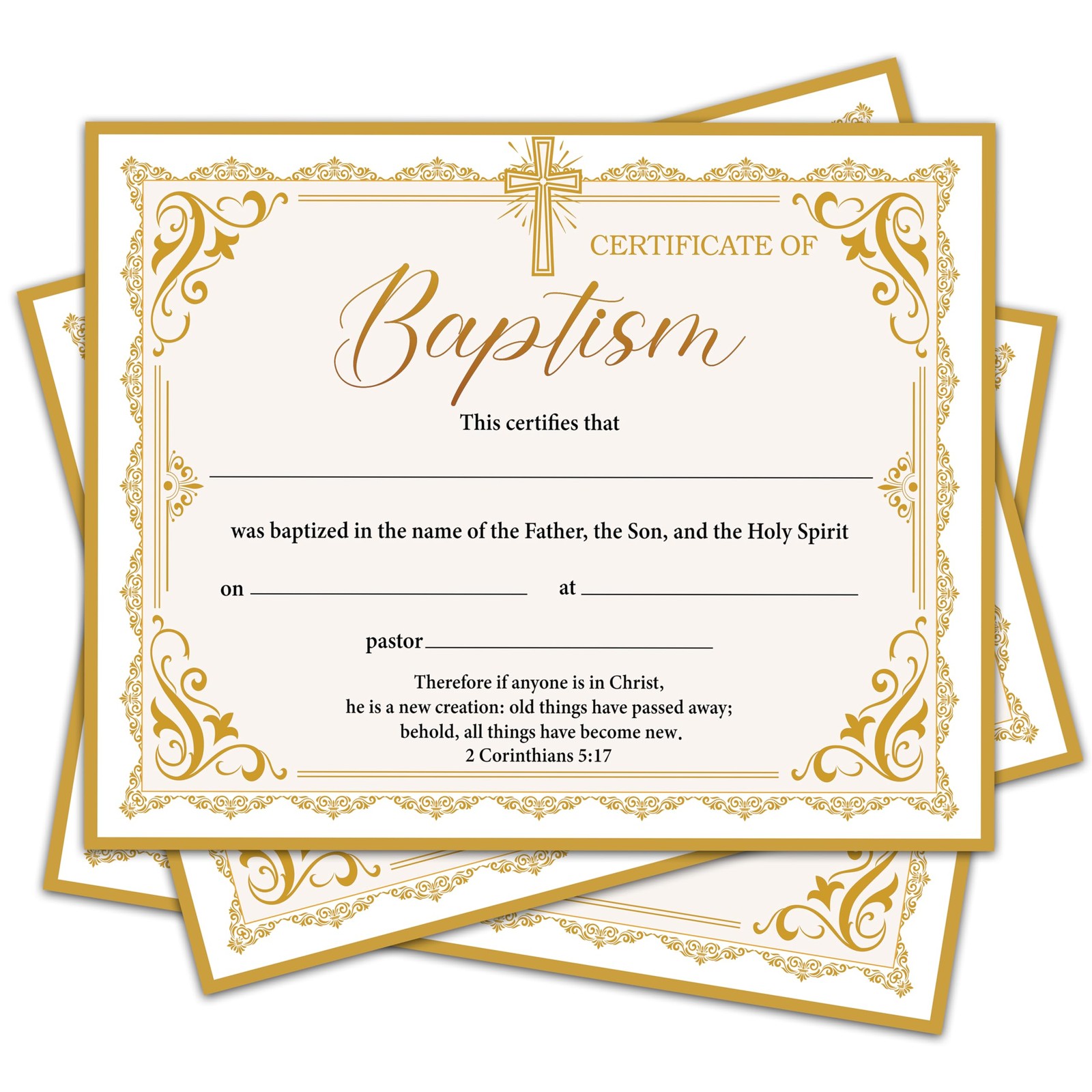 Baptism Certificates for Church – 8 x 10 Inches Blank Baby Dedication Award, …