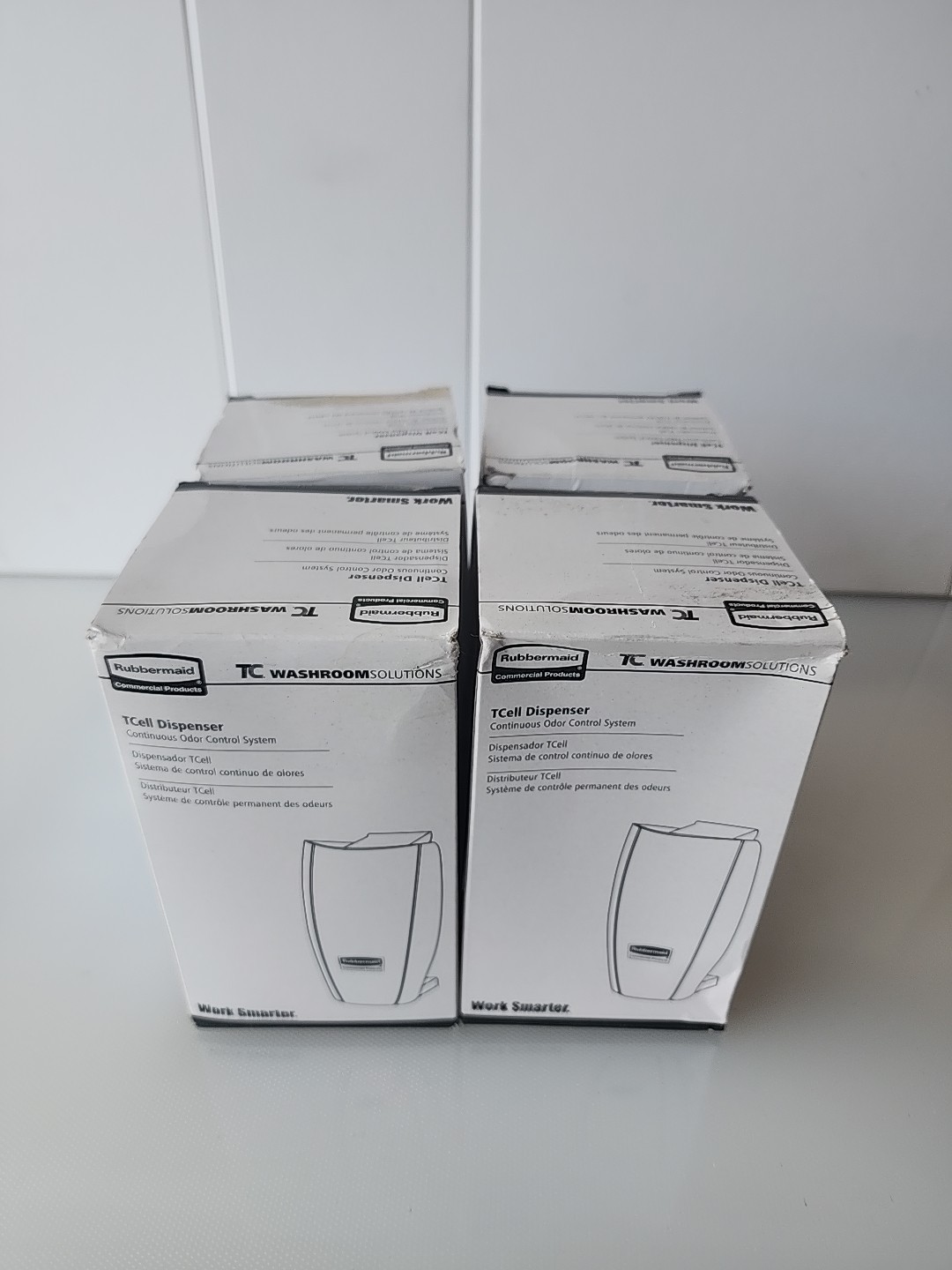 (4 PK) Rubbermaid 1799881, TCell Odor Control System White Dispenser, 1793547