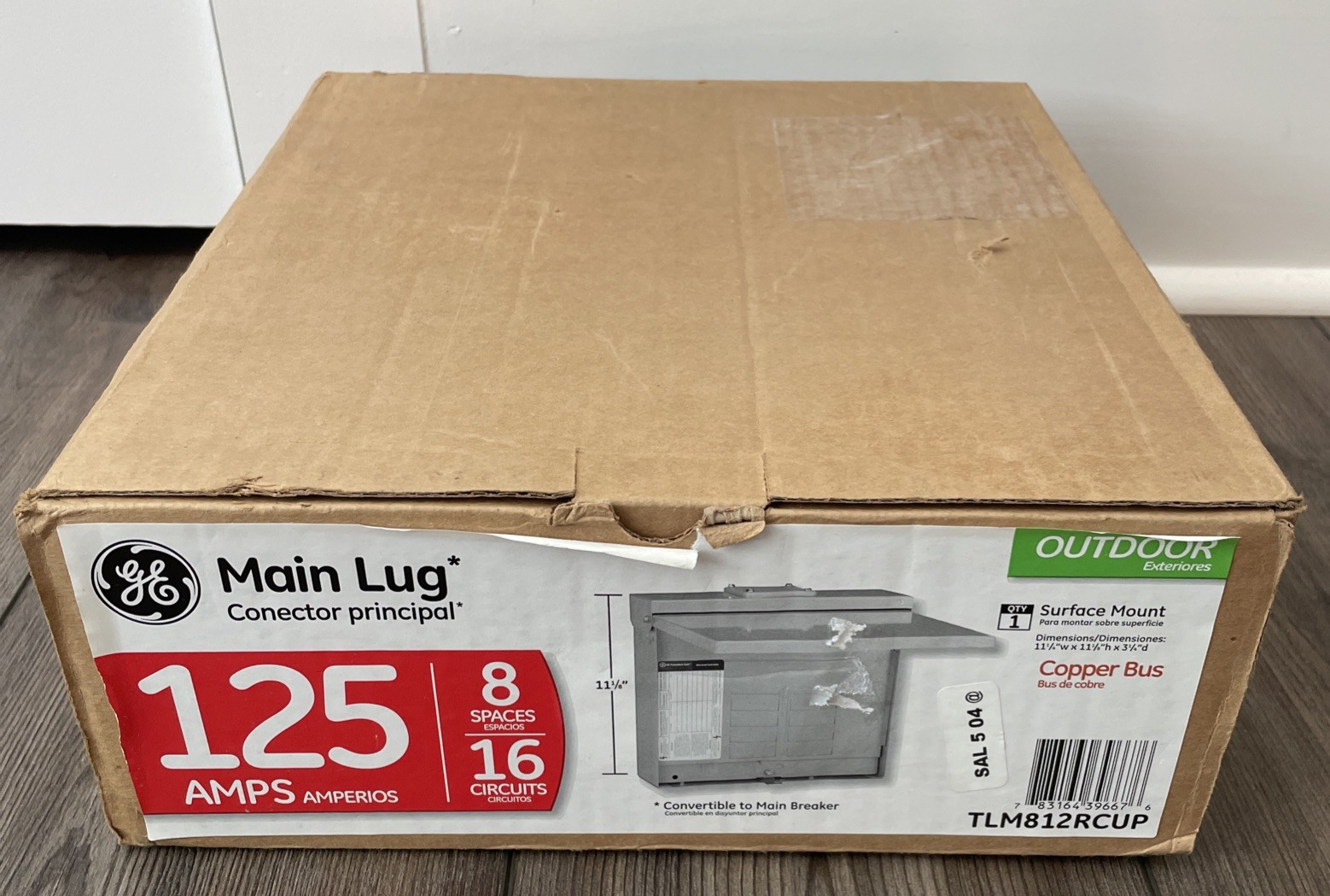 GE Outdoor Main Lug Circuit Breaker Panel 125 Amp 8-Space 16-Circuit TLM812RCUP