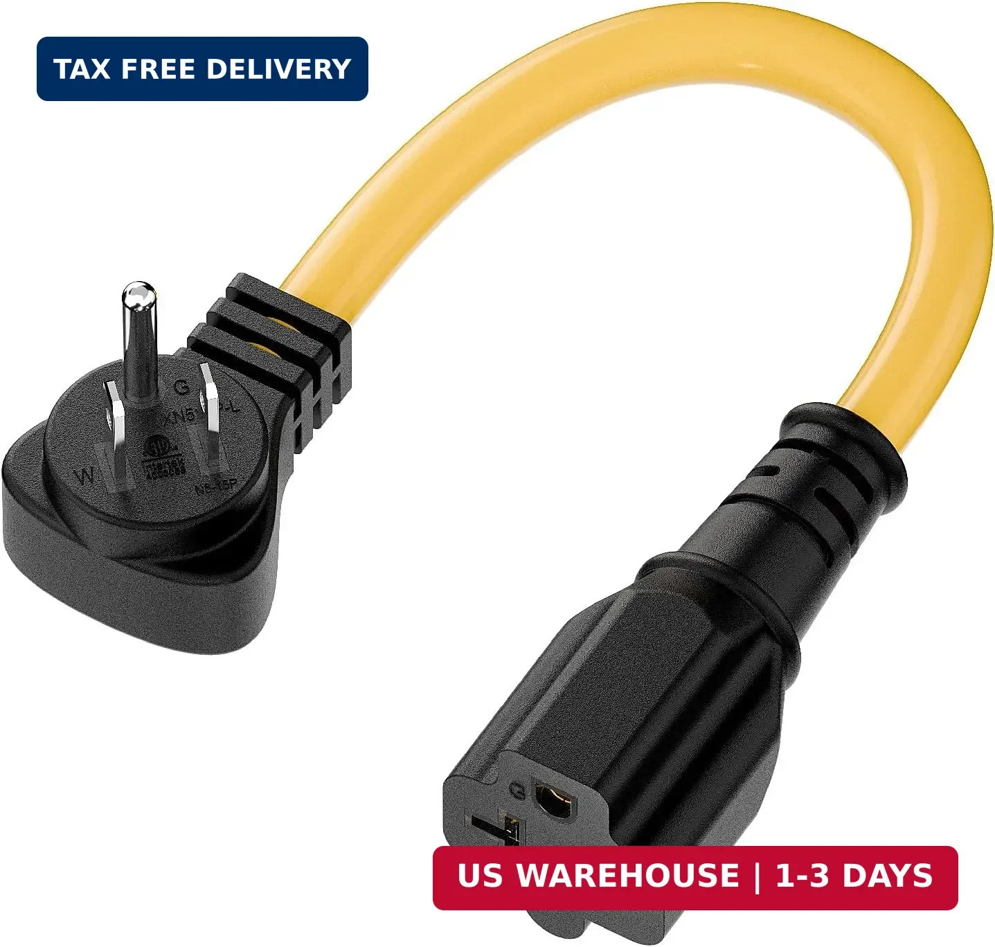 Right Angled [4-in-1] 15 Amp Household AC Plug to 20 Amp T Blade Adapter,5-15P t