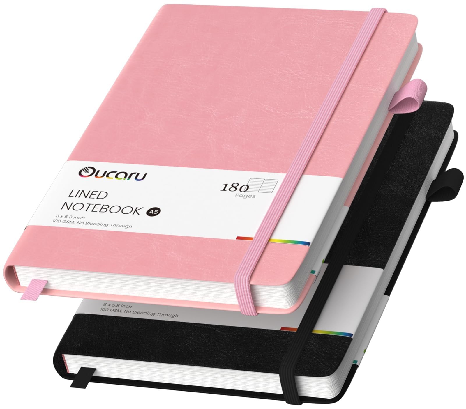 Lined Journal Notebook, 2 Pack, 180 Pages, A5 Journals for Writing, 100 GSM Thic