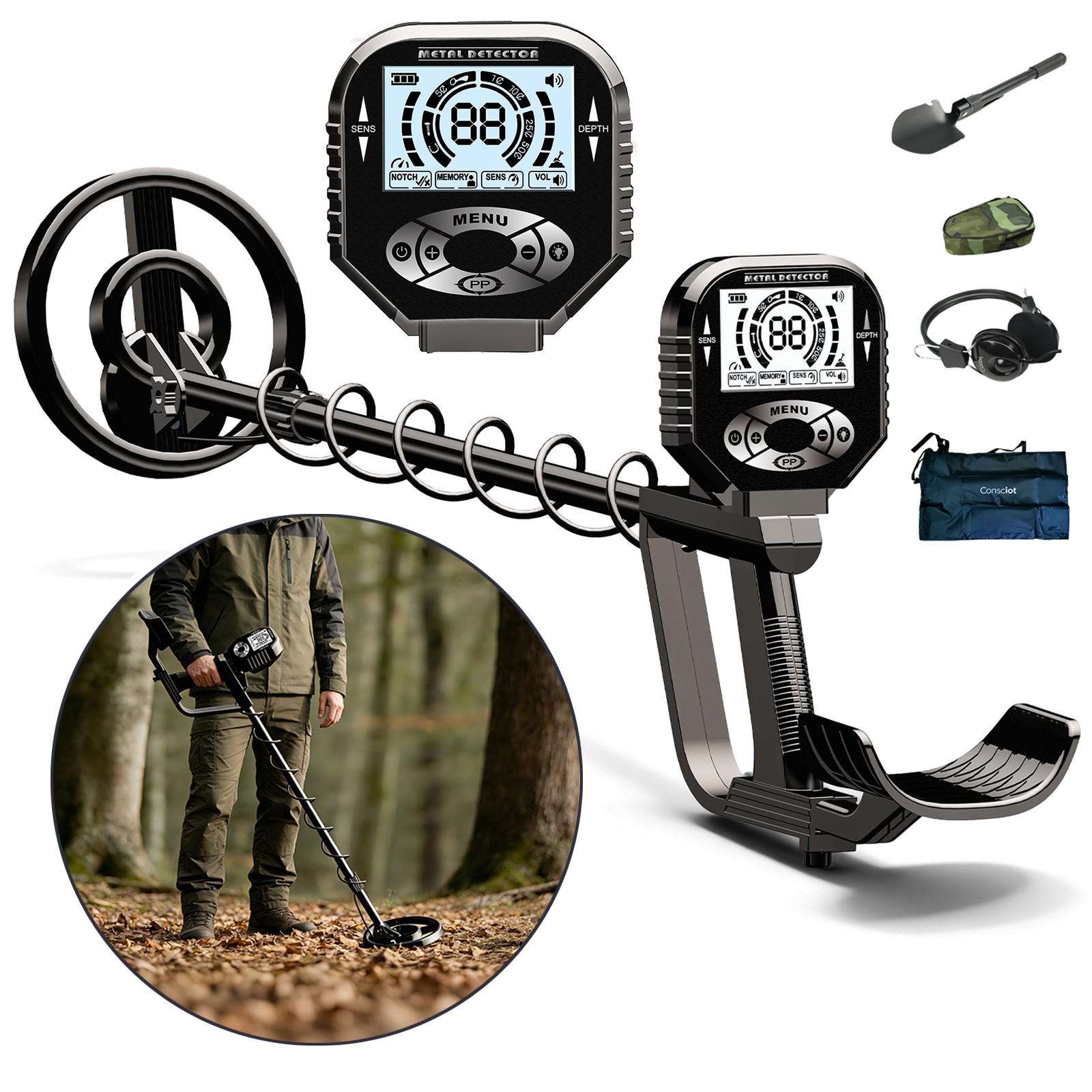 Metal Detector for Adults Professional, Pinpoint Metal Detector with LCD Disp…