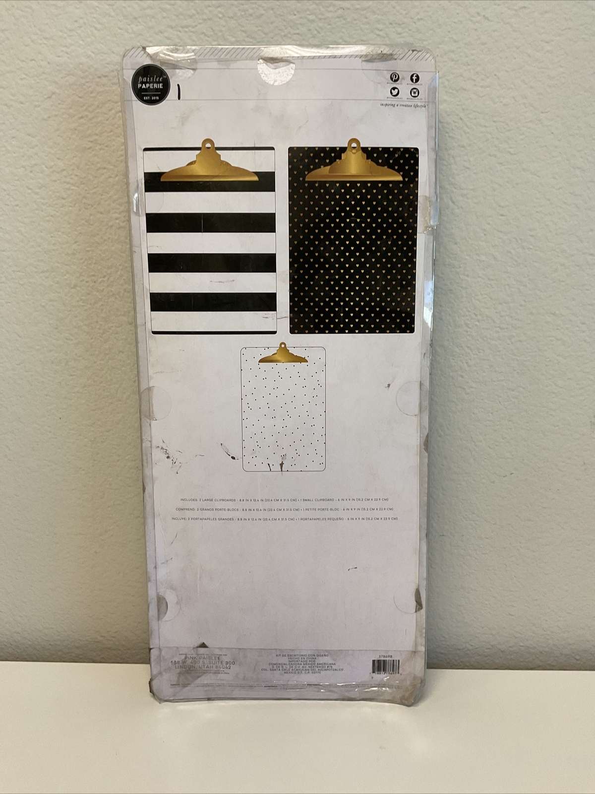 Paislee Paperie Clipboards, Black And White – 3 pc.