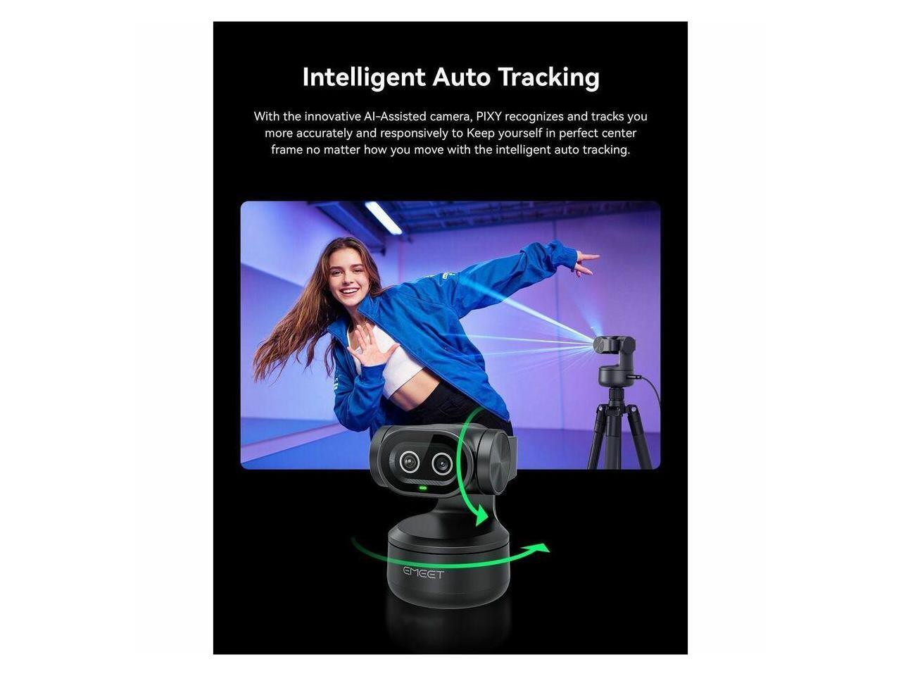 EMEET PIXY Dual-Camera AI PTZ 4K Webcam, 0.2s Autofocus, AI Auto Tracking
