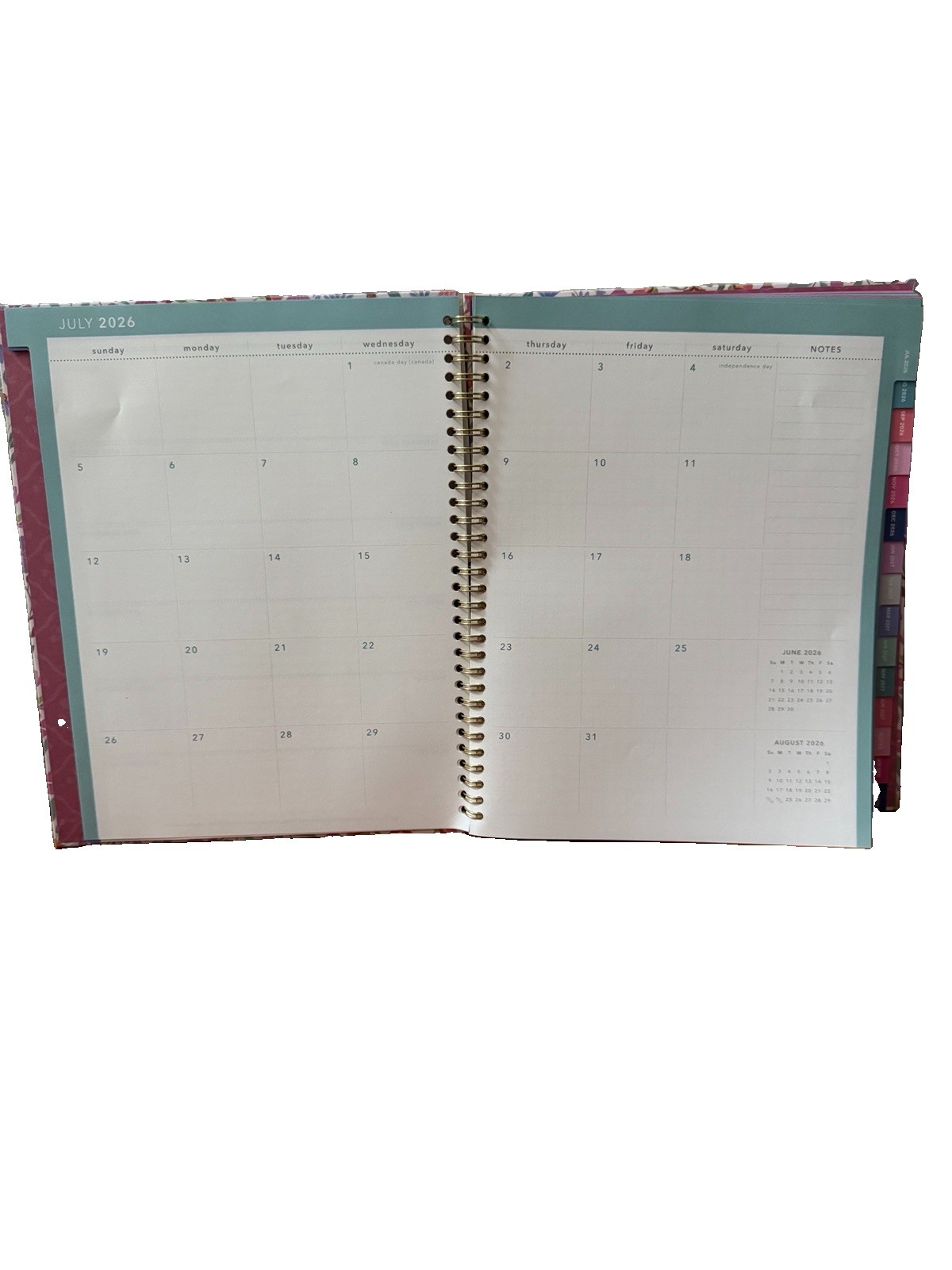 2027 Clementine 12 month Floral Planner July 2026-June 2027 11×9” Notebook Size