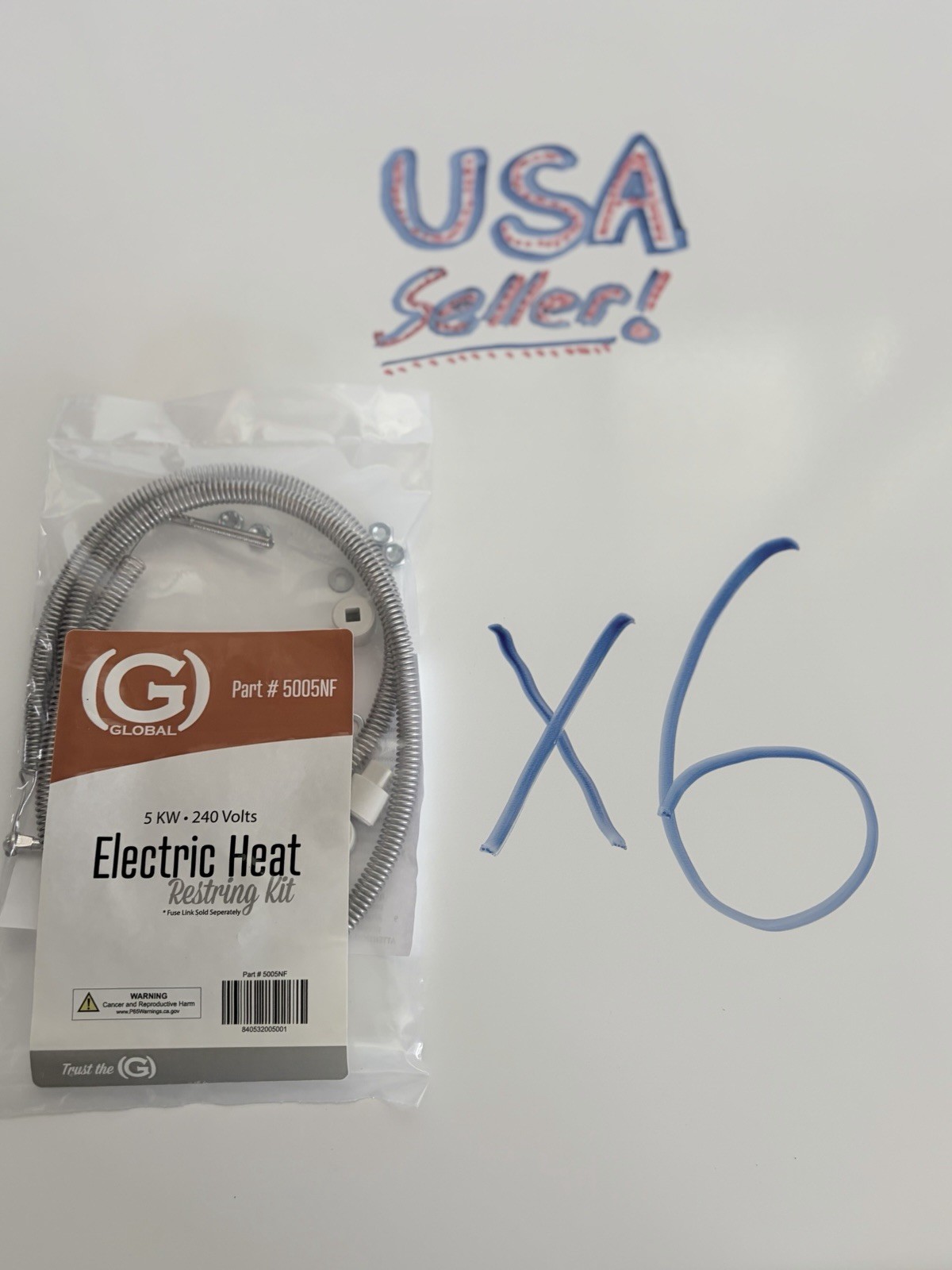 Qty 6 Global Non-Fused Electric Heat Restring Kit 5KW • 240 Volts •Free Shipping