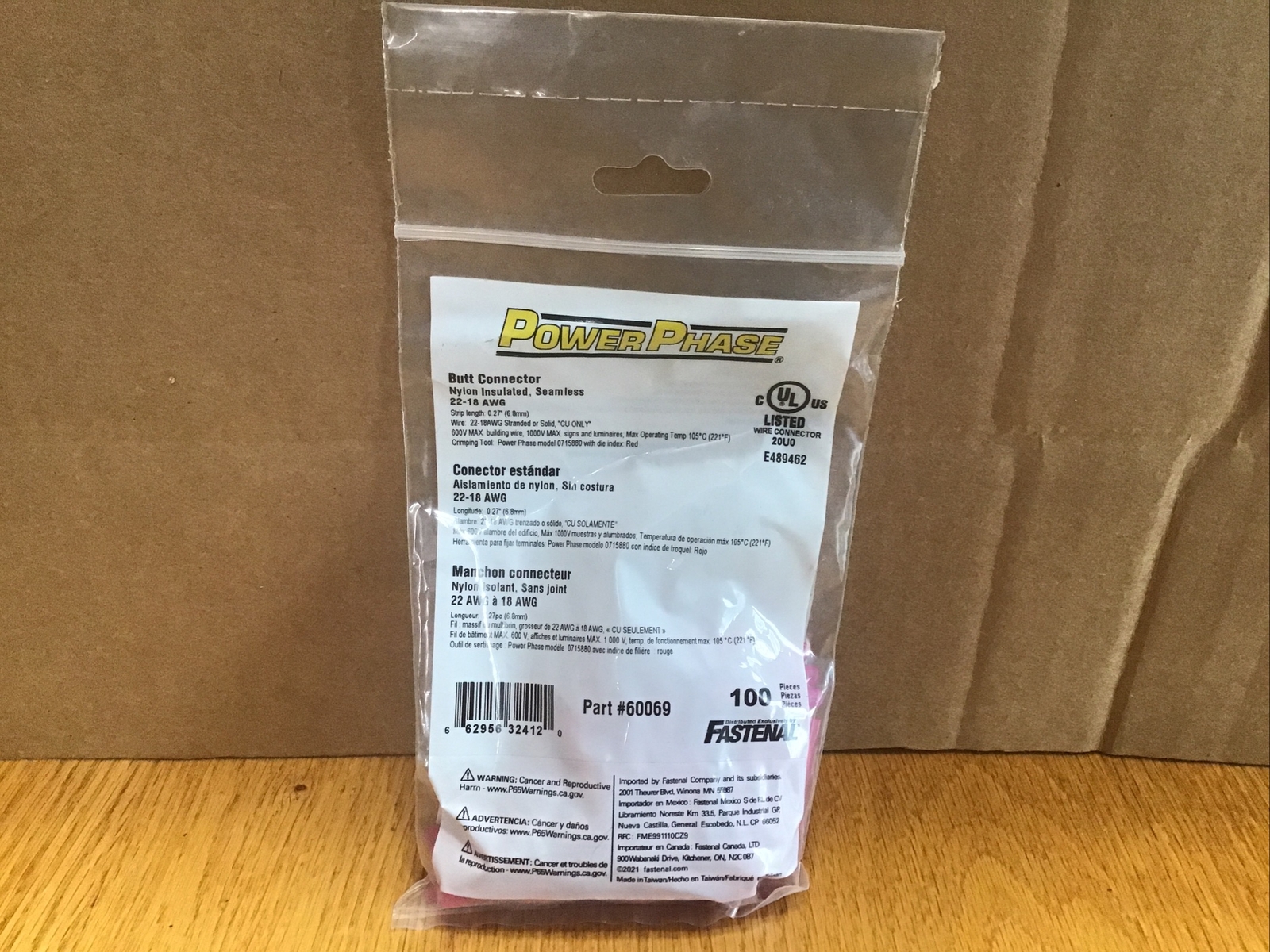 Butt Connector 22-18 AWG Nylon Insulated Seamless QTY 100
