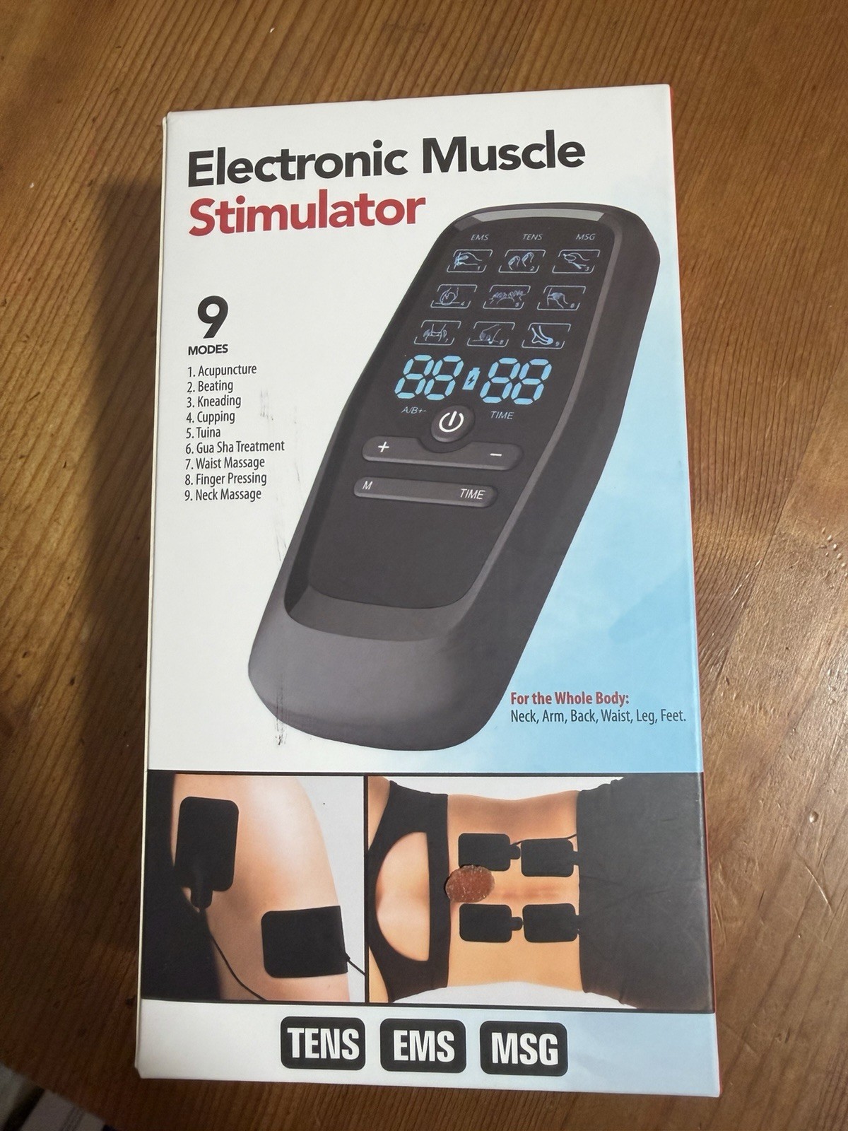 Handheld 2-Channel TENS/EMS Unit 9 Modes 30 Force Adjust Physical Medicine