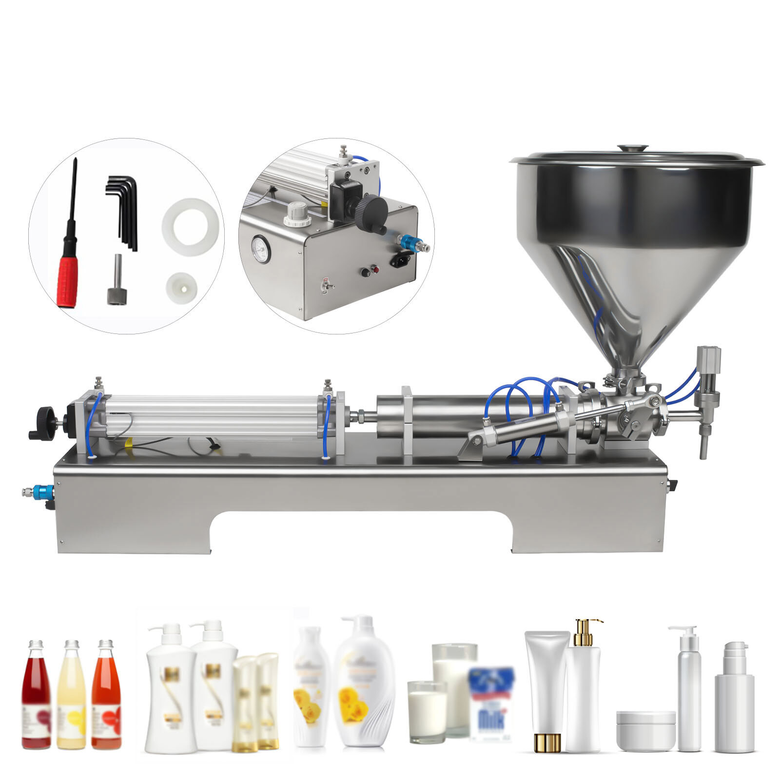 Liquid Paste Filling Machine Pneumatic Piston Filler Bottle Packing 100-600ml CE
