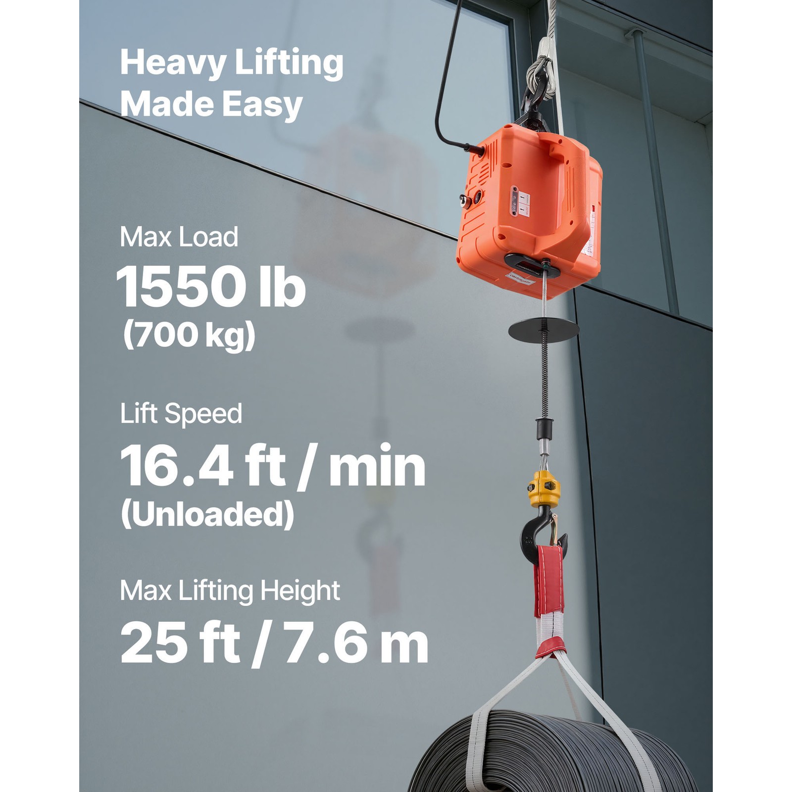 Uimoso 3-in-1 Electric Hoist Winch 1550 lbs with Wired and Wireless Controls
