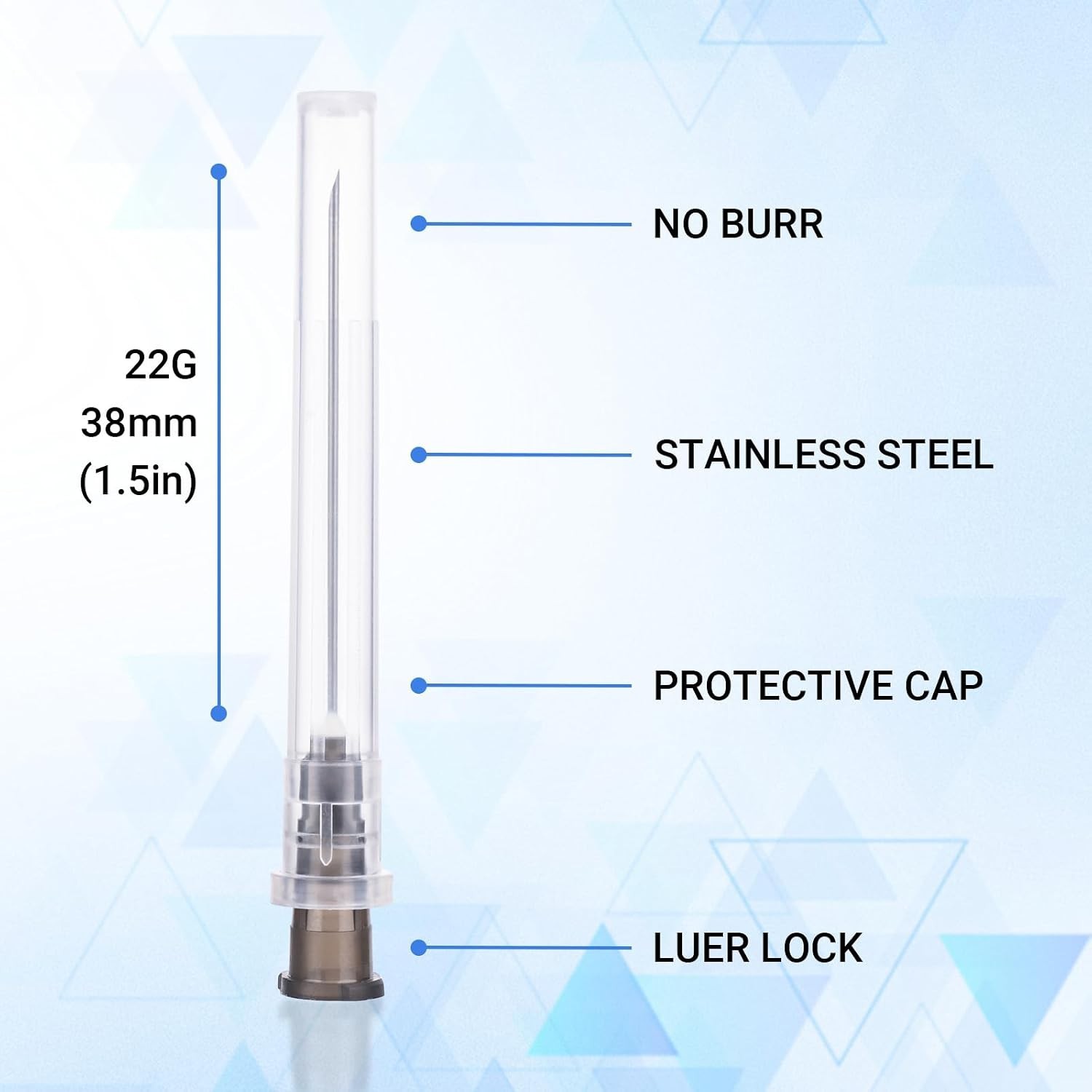 Individually Wrapped 22Ga 1.5IN Disposable Needles for Laboratory and Industry