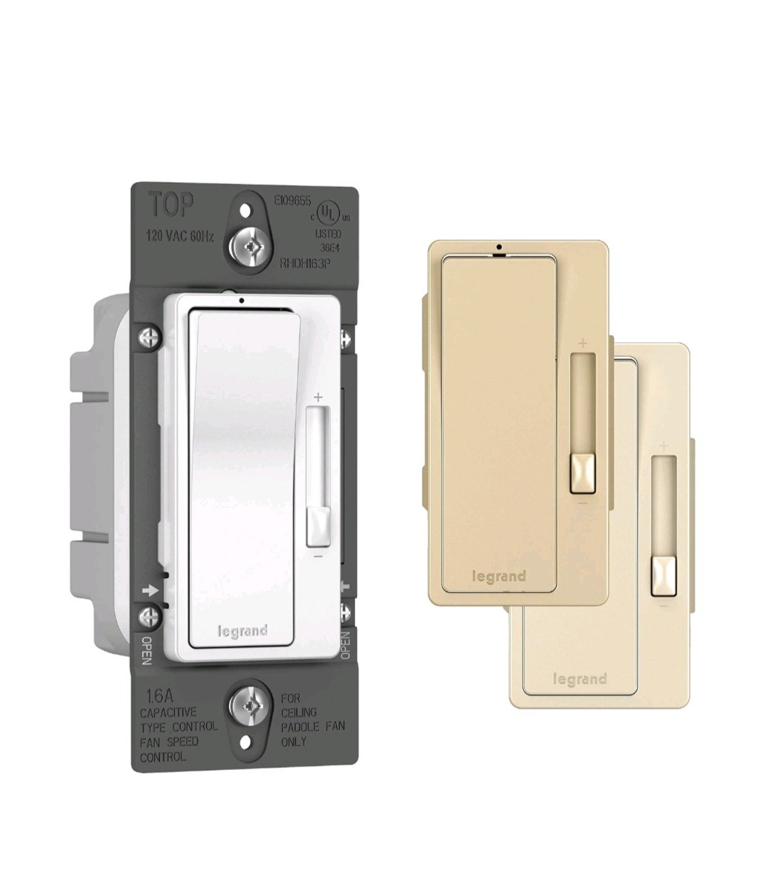 Legrand Radiant 1.6A Preset 3 Speed Decorator Rocker Fan Control Light Switch…