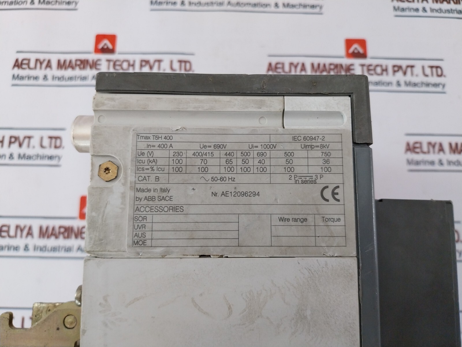 ABB PR221DS Low Voltage Moulded Case Circuit Breaker TMAX T5H 400A 690V 1000V