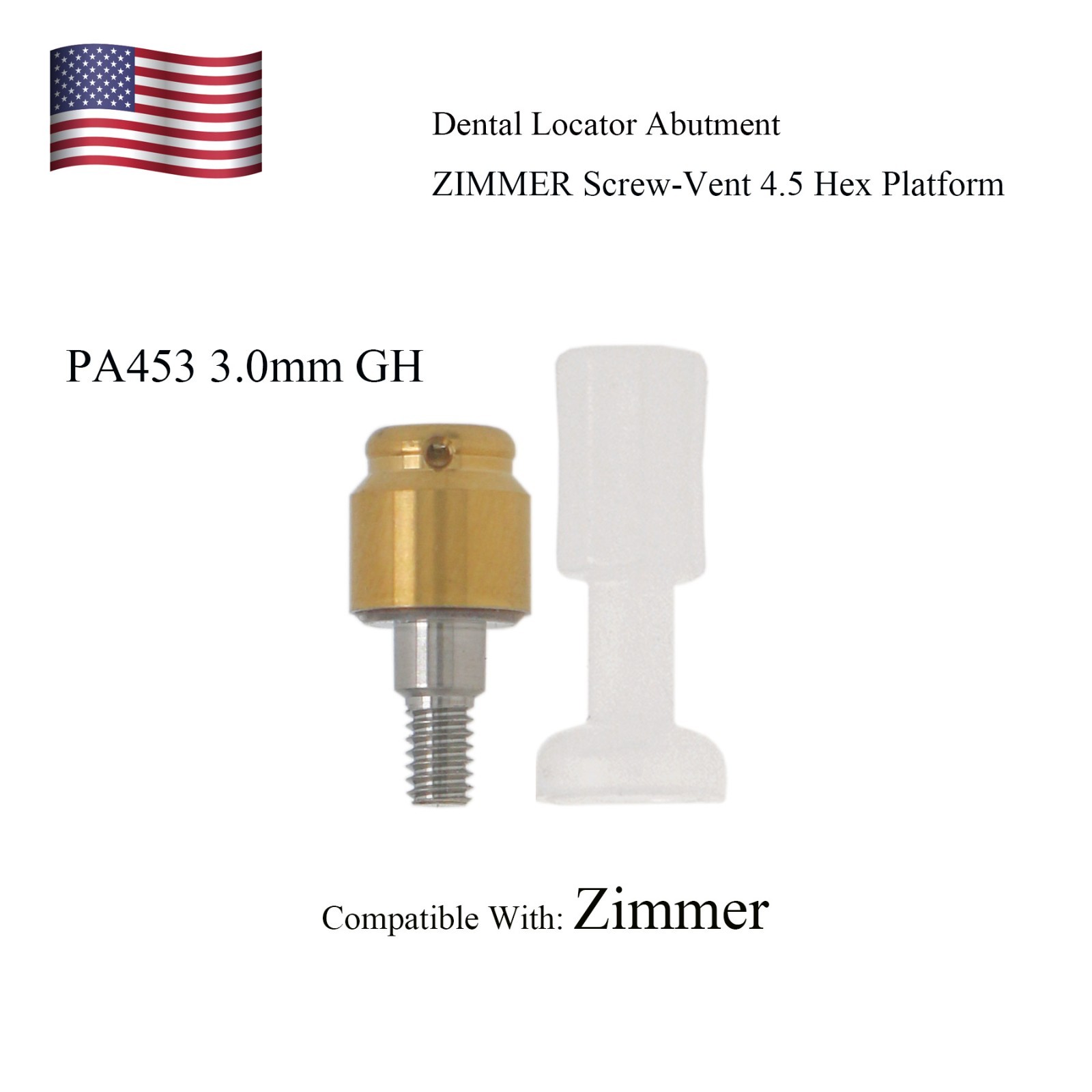 Zest Implant Locator Abutment for Zimmer Screw-Vent 3.5/4.5 Platform 1-5.0mm GH