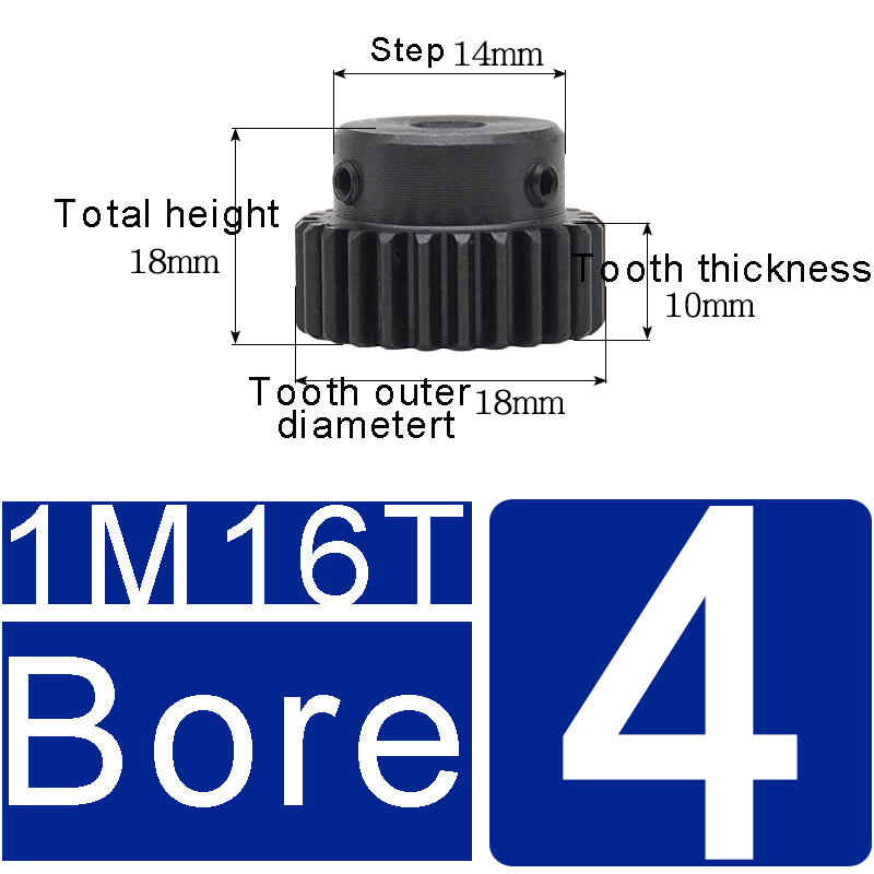 1 Mod Pinion Gear 10-150T Spur Gear With Step 45# Steel Transmission Gear 4~25mm