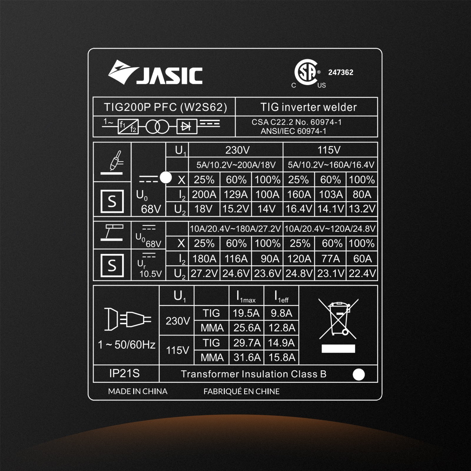 JASIC TIG200P PFC 5IN1 Pulse TIG MMA Welder 95-265V Wide Voltage Welding Machine