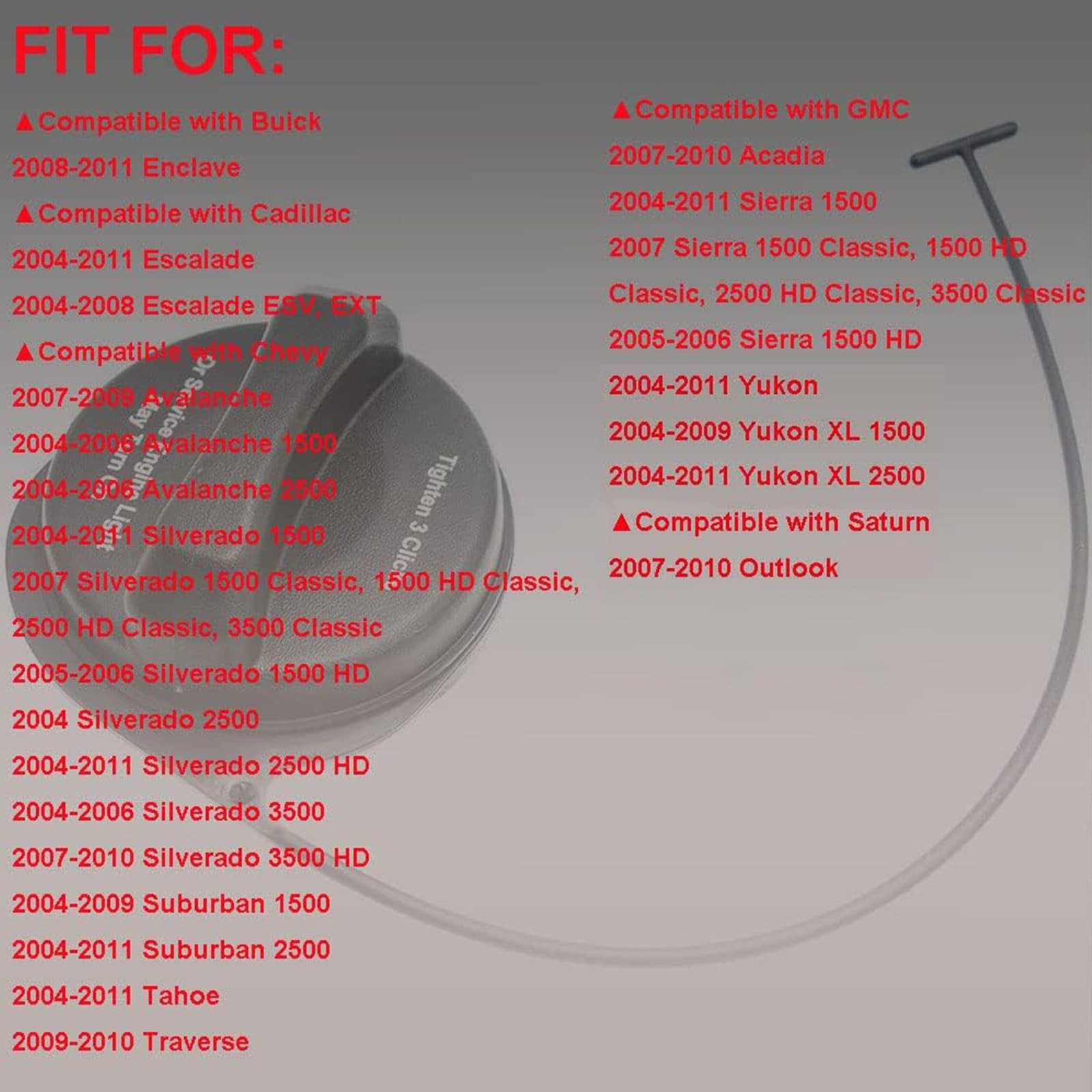 20915842 Fuel Tank Gas Cap Assembly Replaces GT330 for 2004-2011 Chevy Avalan…