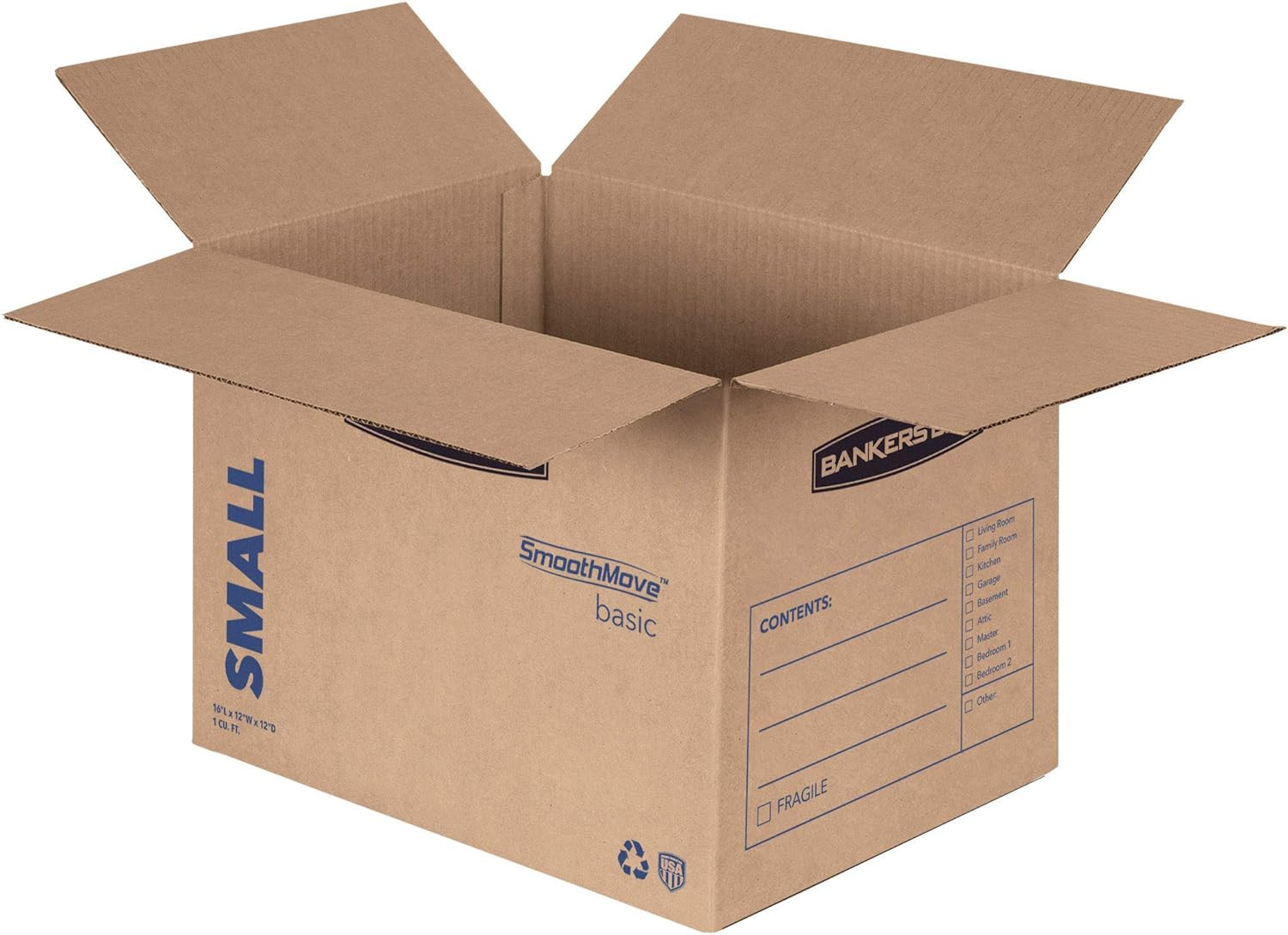 Small Moving Box 15 Pack, Pre-Printed for Labeling, 16.5-In X 12.25-In X 12.675-