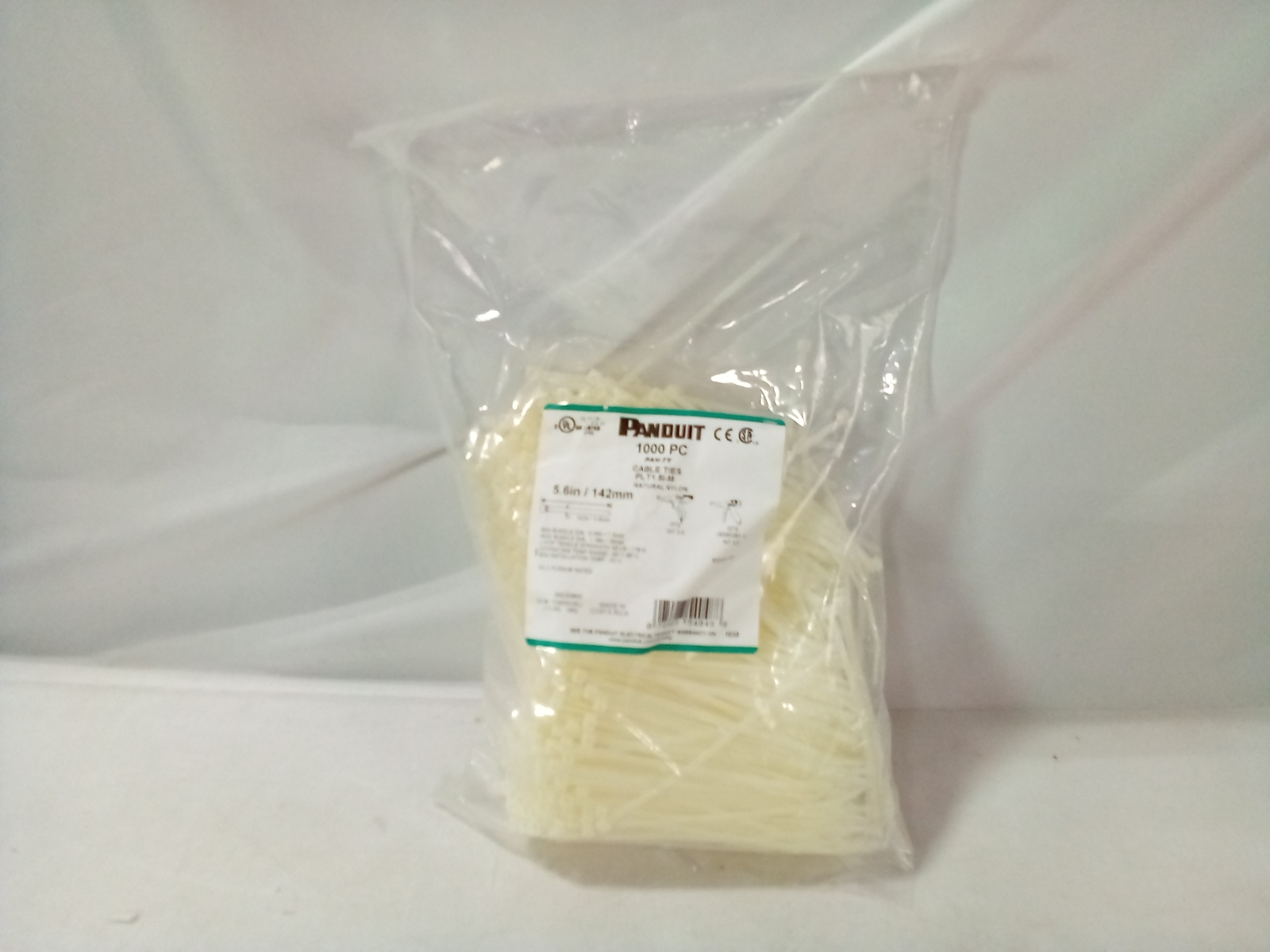 Panduit PLT1.5I-M Cable Ties Pan-Ty 5.6″ 142mm Tens.40LB Natural Nylon Qty 1000