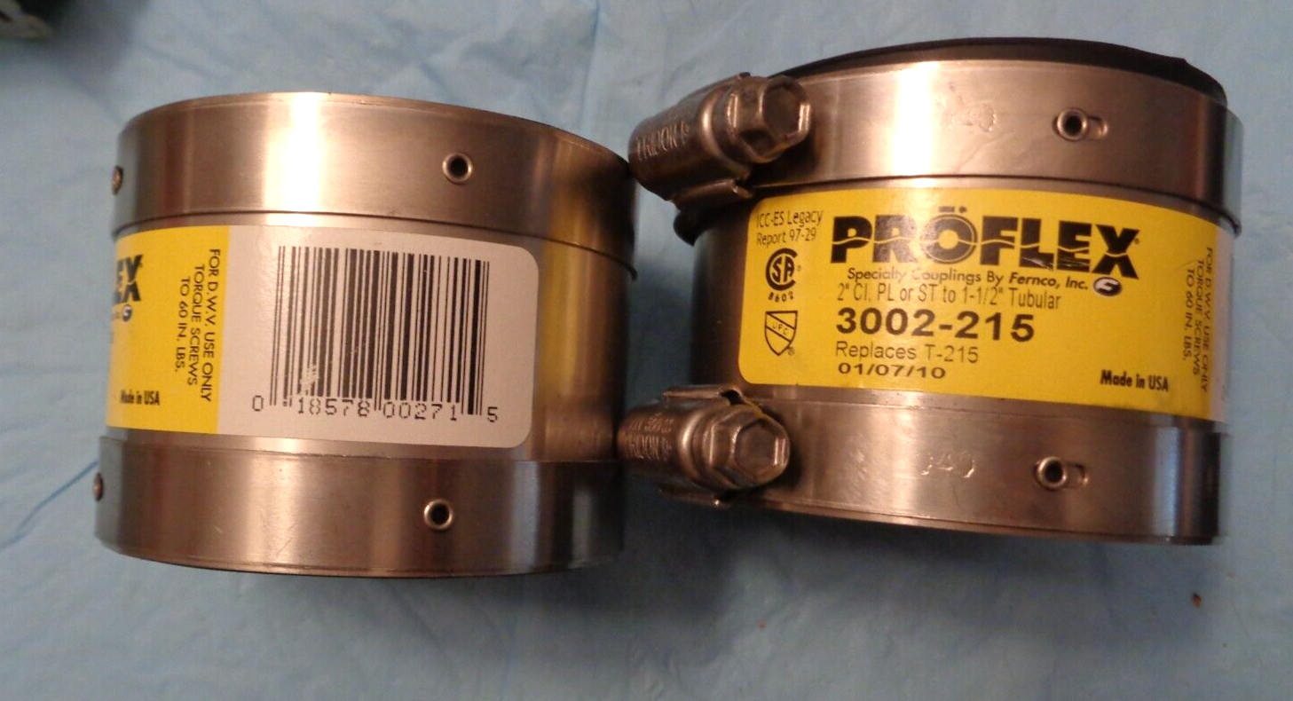 Proflex Flexible Coupling F Cast Iron Plastic and Steel 2″ to 1-1/2″ 3002-215