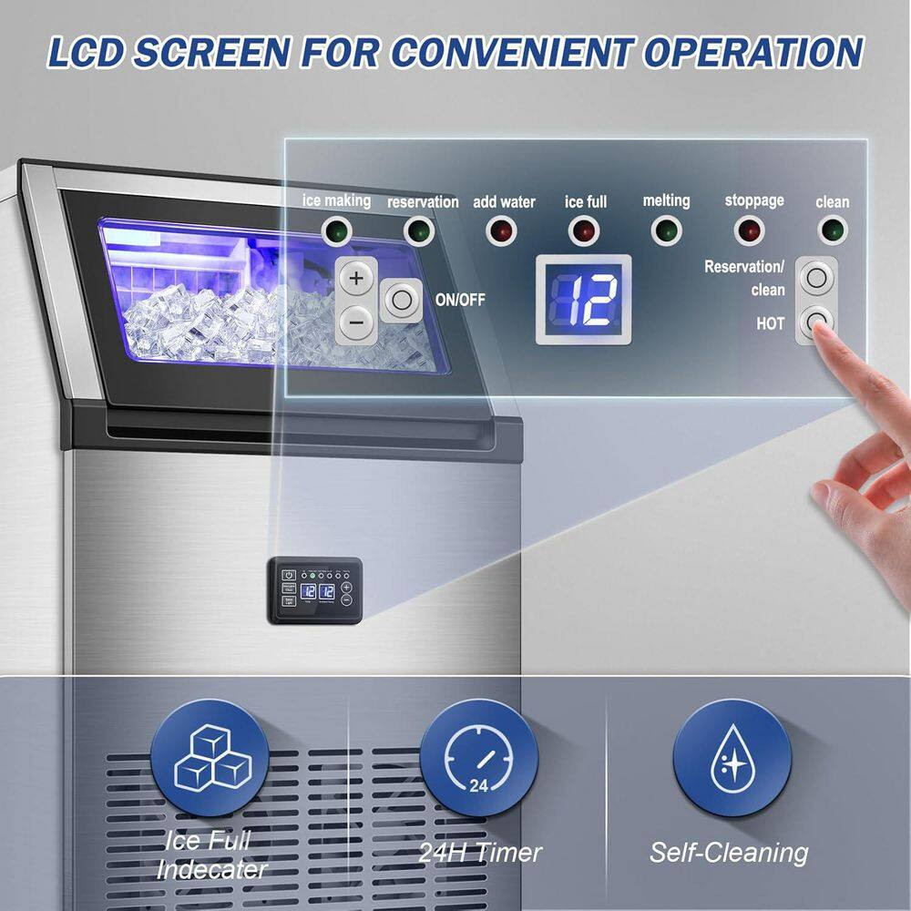 16.14 In. 160 Lbs./Day Commercial Freestanding/Built-In Full Size Cubes Ice Make