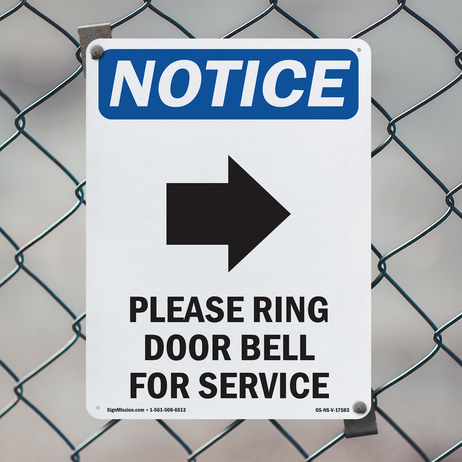 Please Ring Door Bell OSHA Notice Rigid Plastic Sign 18 Inch x 12 Inch – 10 Pack