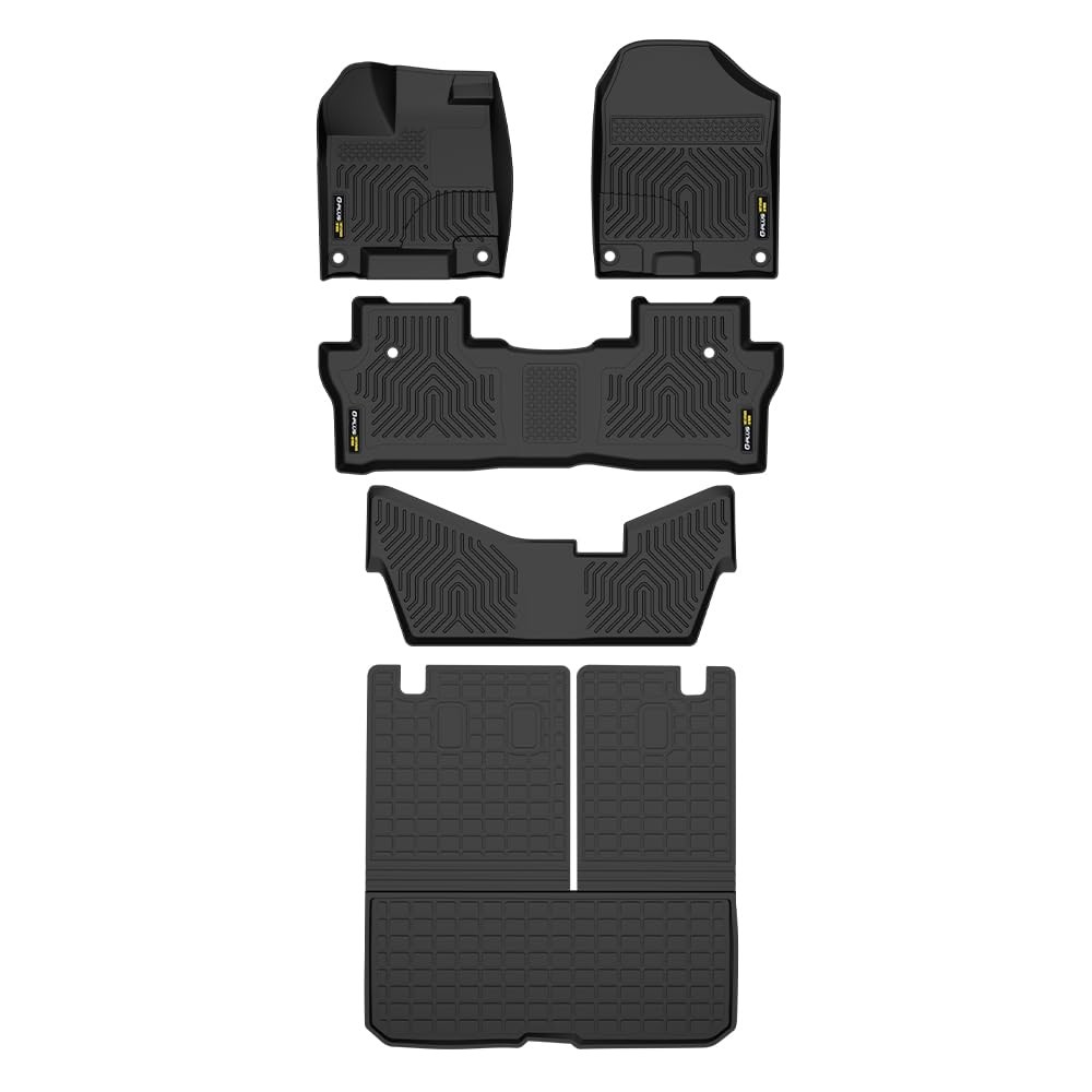 TPE Floor Mats & Cargo Liner for Honda Pilot 2016-2022 1st 2nd 3rd Row Black 5PC