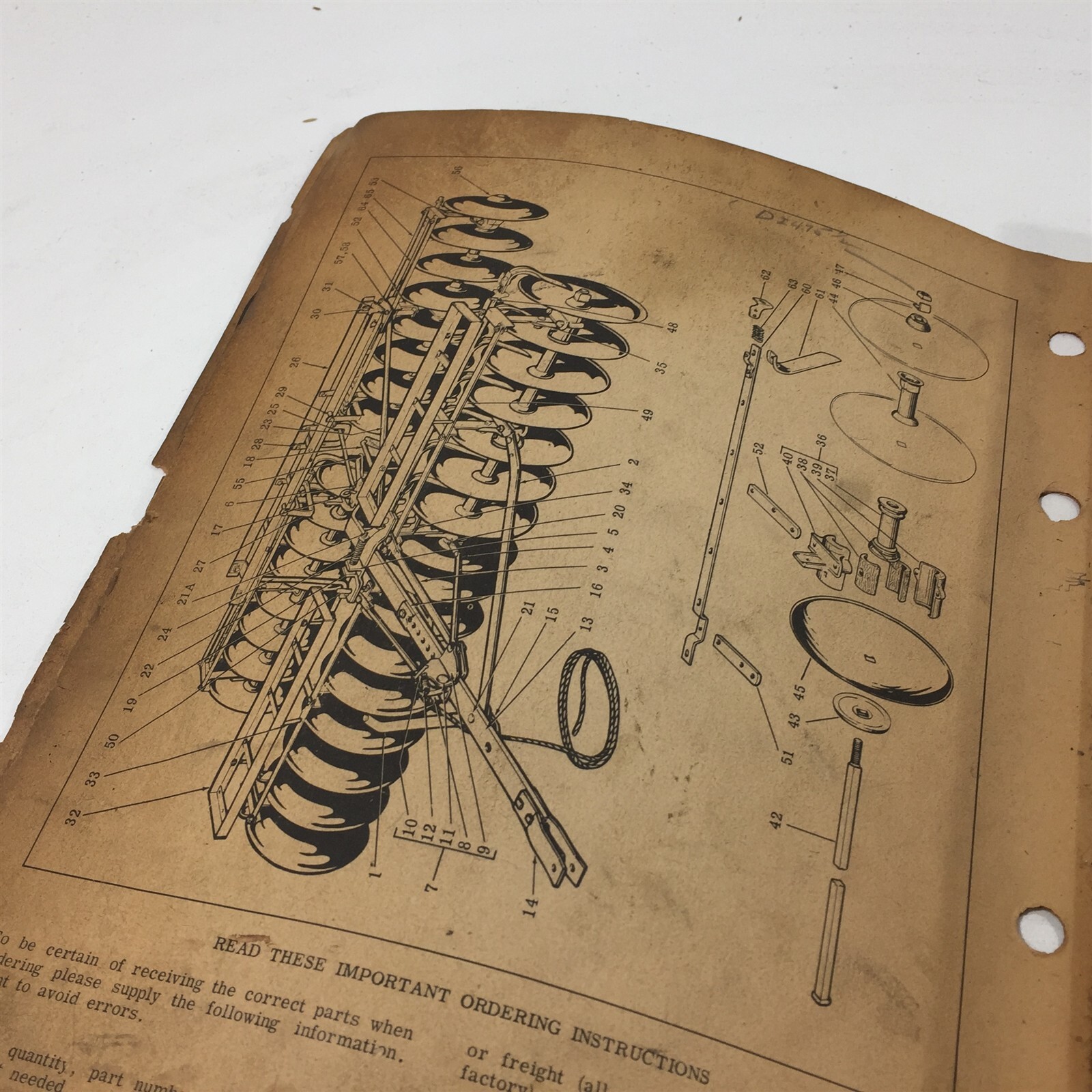 Genuine 1951 CO-OP Black Hawk Disc Harrow Owners Manual