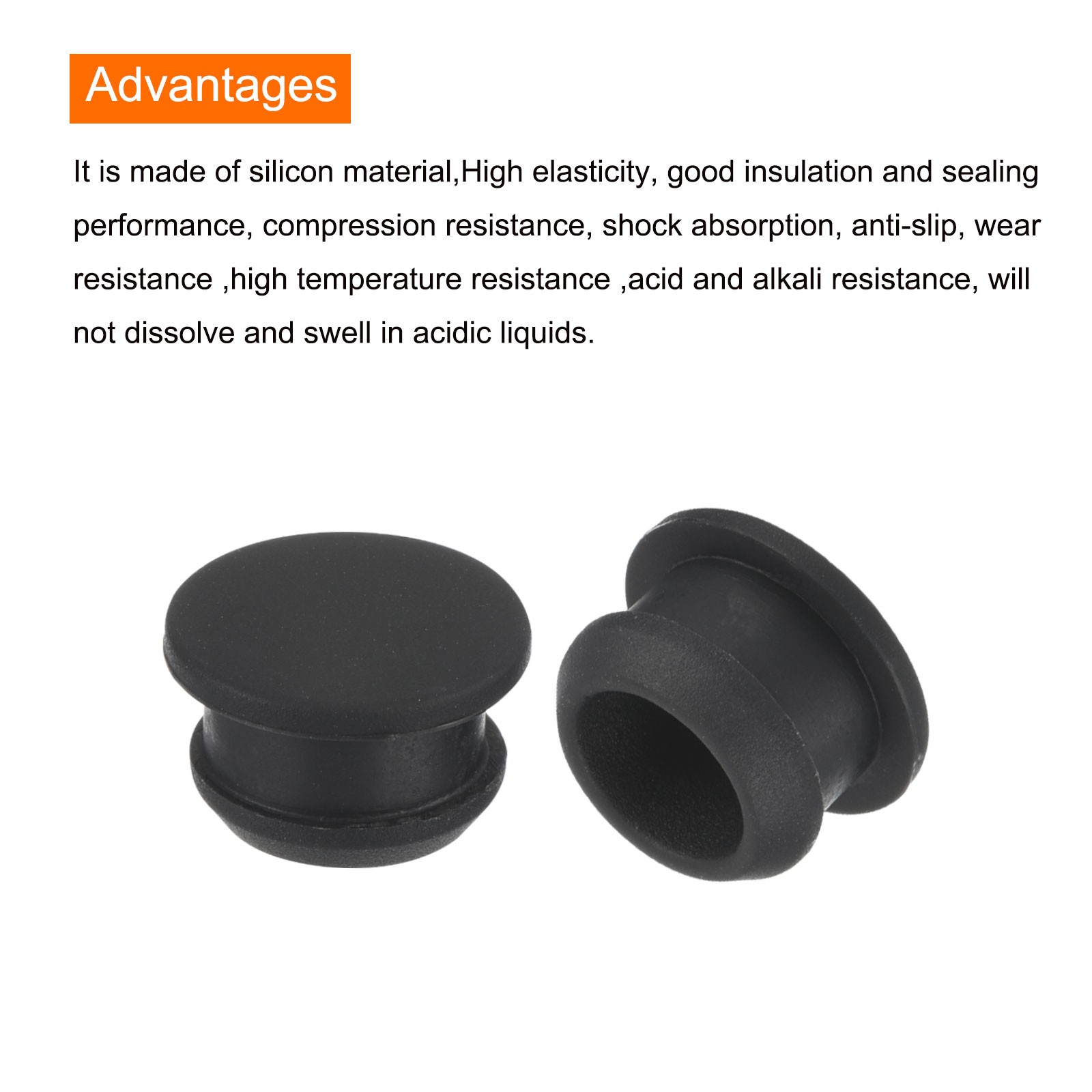 10Pcs Silicone Snap in Locking Hole Plugs Seal Cover Panel Round 12mm Black