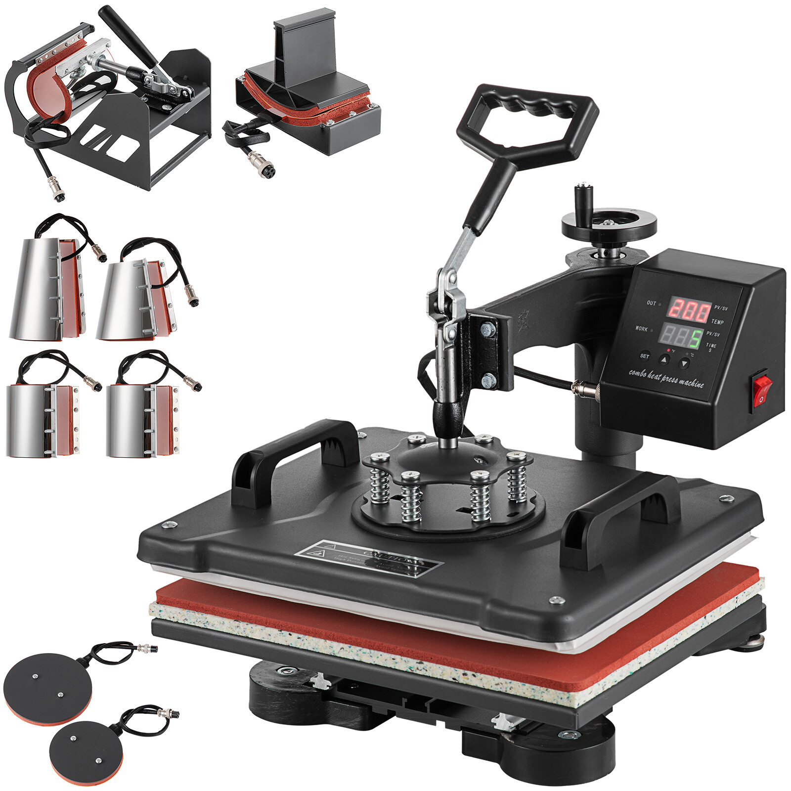 8 in 1 Heat Press Machine Swing Away Digital Sublimation T-Shirt/Mug/Plate Hat
