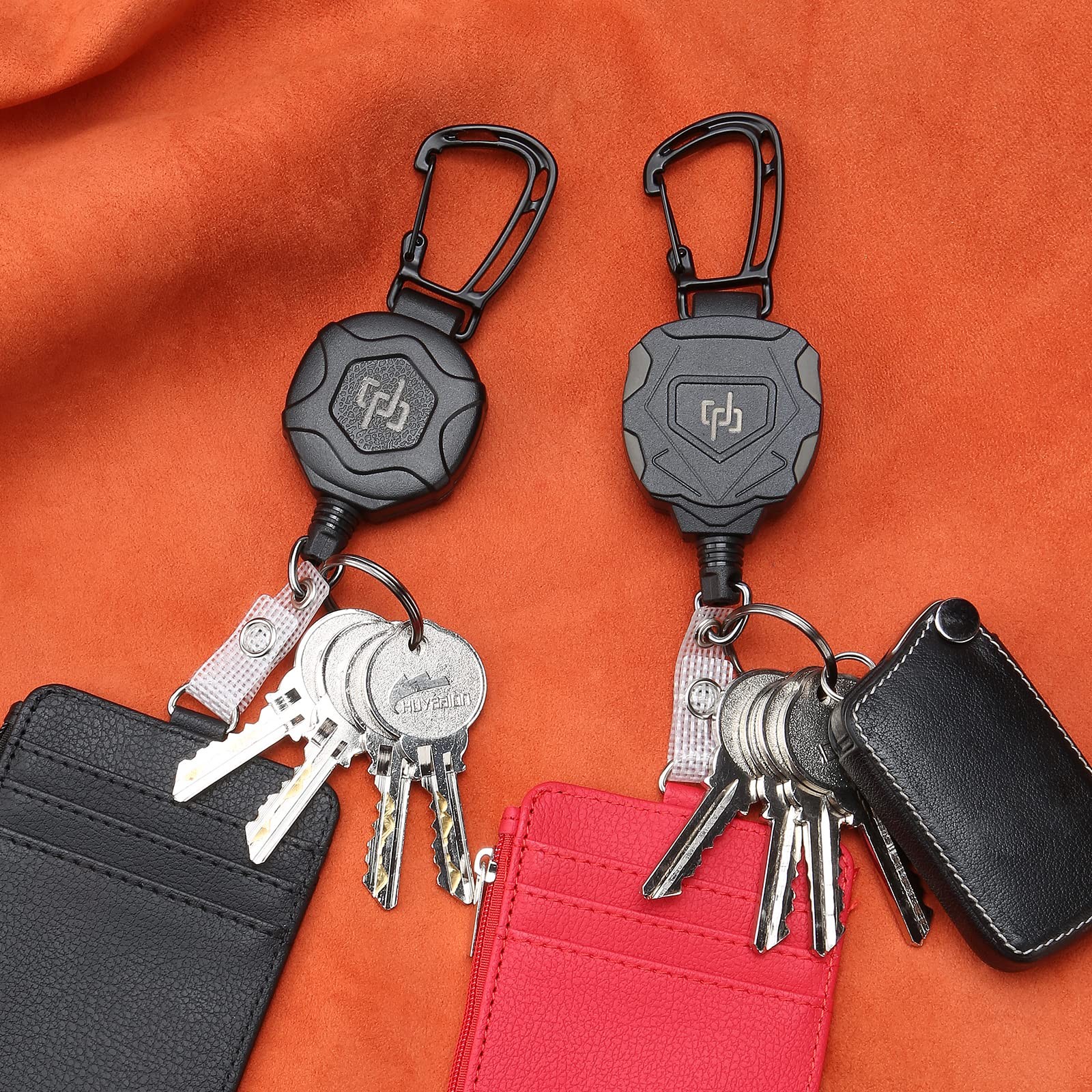 SHENGXIN 2 Pack Retractable Keychain Heavy 3.4 x 5.6 x 0.78 inches, Black