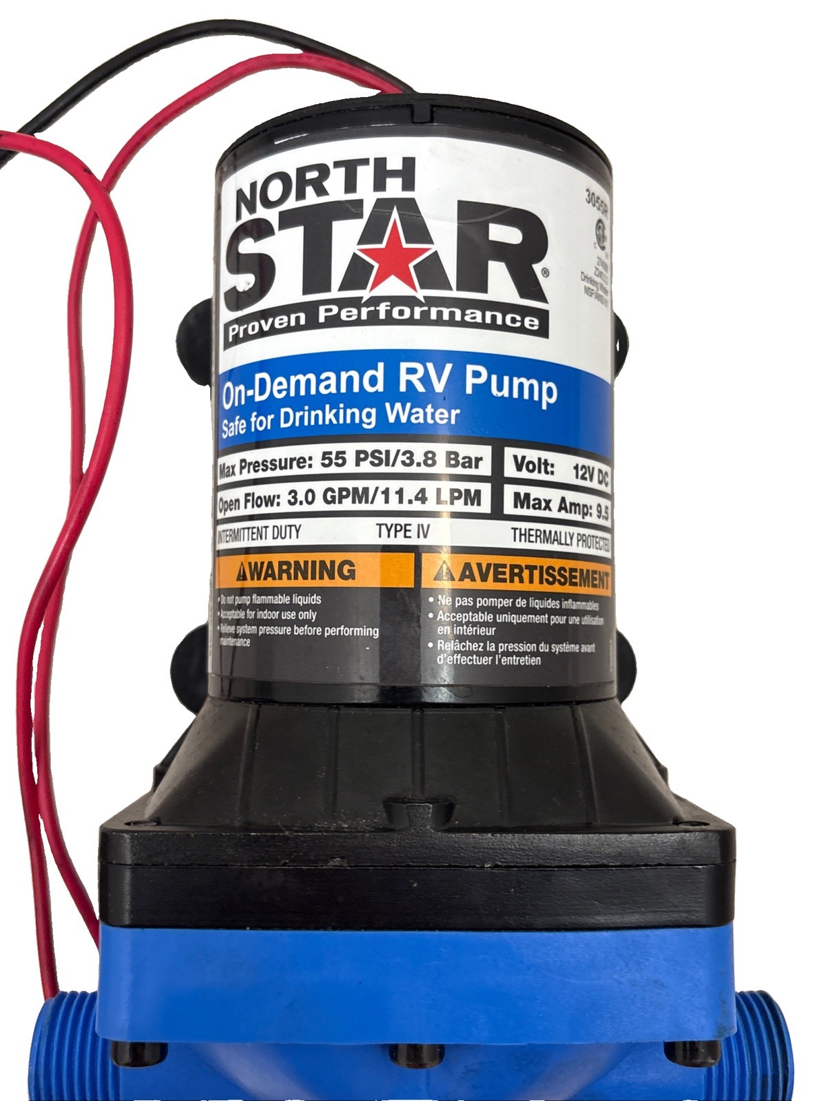 NorthStar 12 Volt On-Demand RV Potable Water Pump – 3.0 GPM – 1/2in. NPS-M Ports