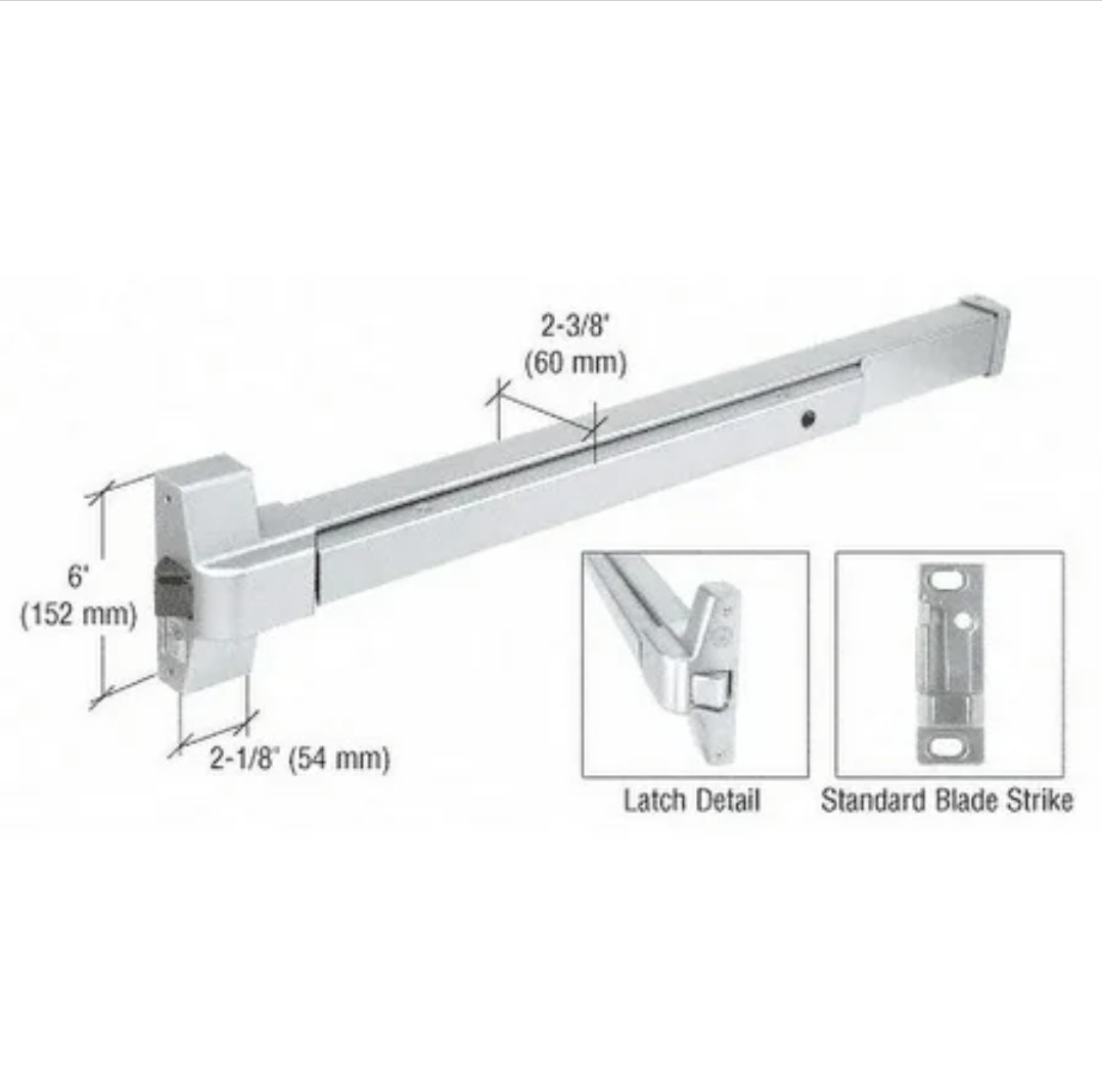 CRL DL950A Satin Anodized Touch Bar Rim Panic Exit Device