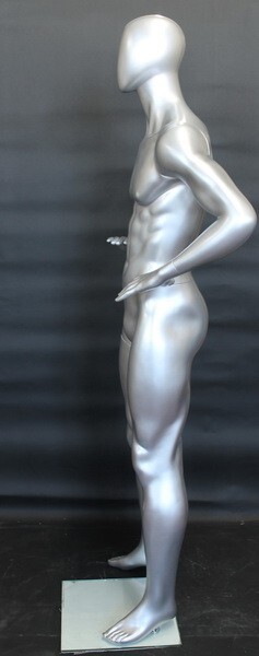New! 6 ft 3 in H Matte Silver Male Egg Head Mannequin Muscular Body Form SFM62ES