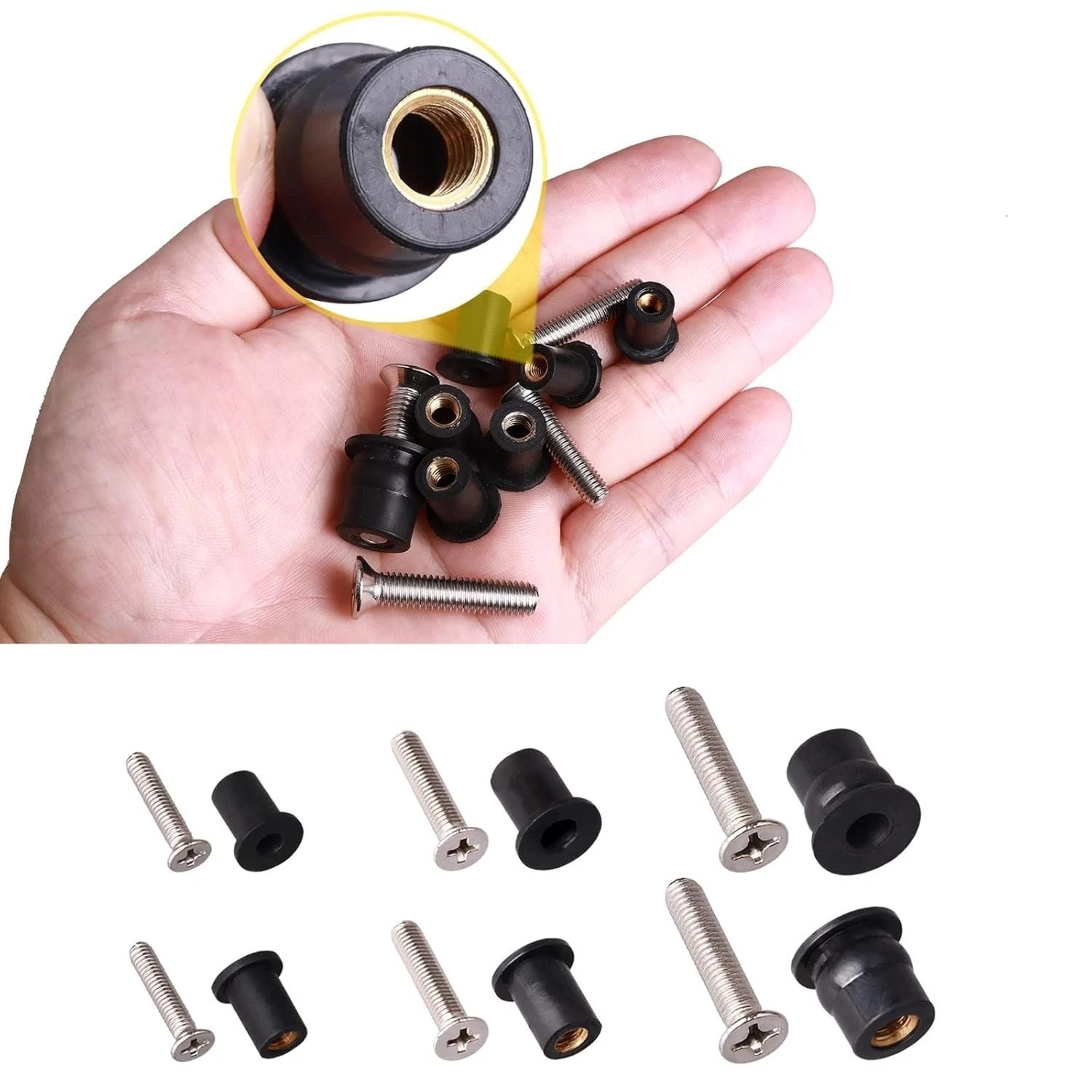 Complete 45-Pair Neoprene Well Nut Kit M4 M5 M6 – Ideal for Marine Applications