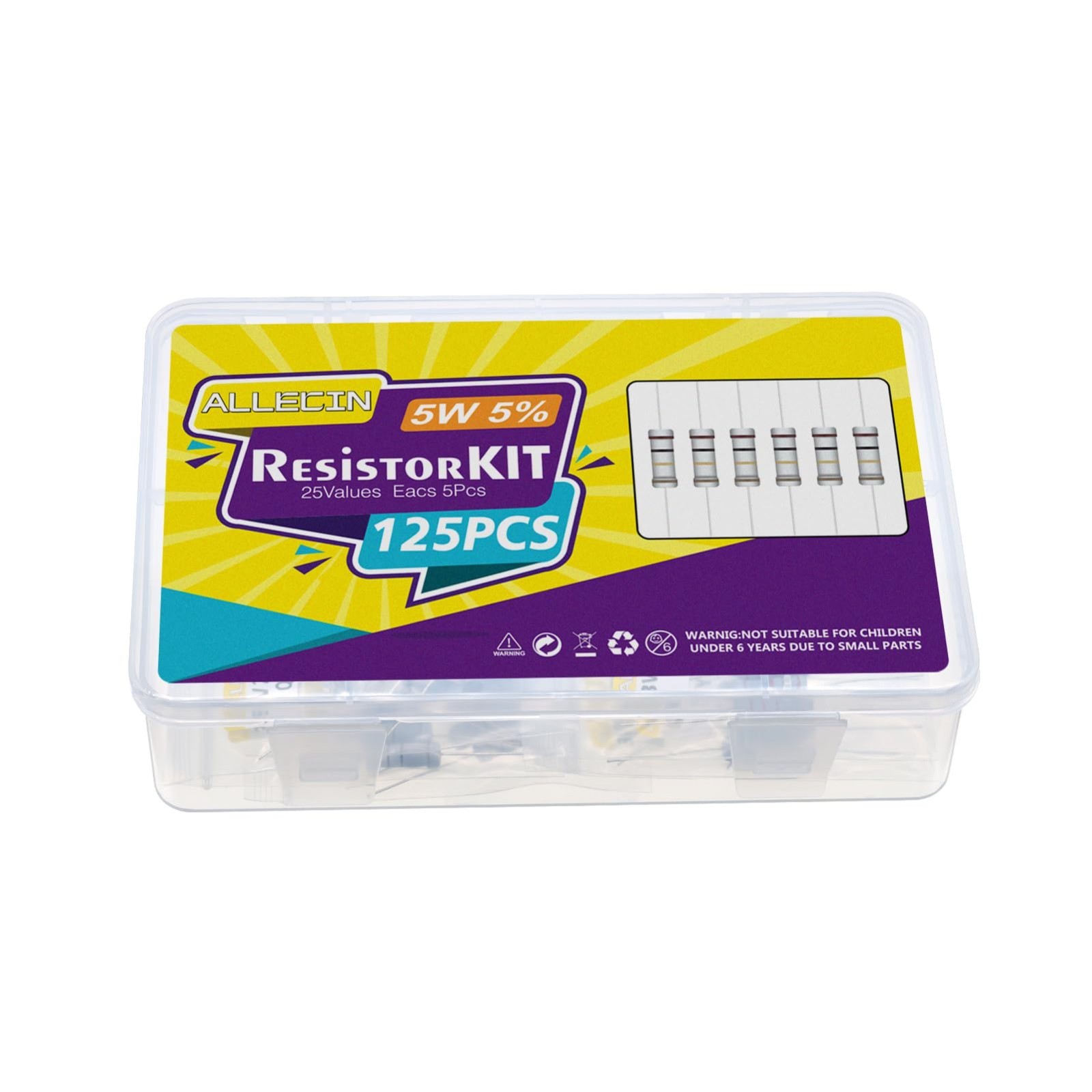 5W Carbon Film Resistor Assortment Kit – 25 Values from 1 Ohm to 1M Ohm, 5% Tole