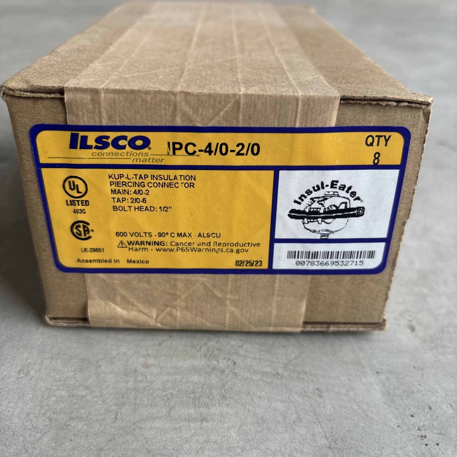 (8) New ILSCO KUPLER IPC 4/0-2/0 600V Tap Insulation Piercing Connector – Sealed