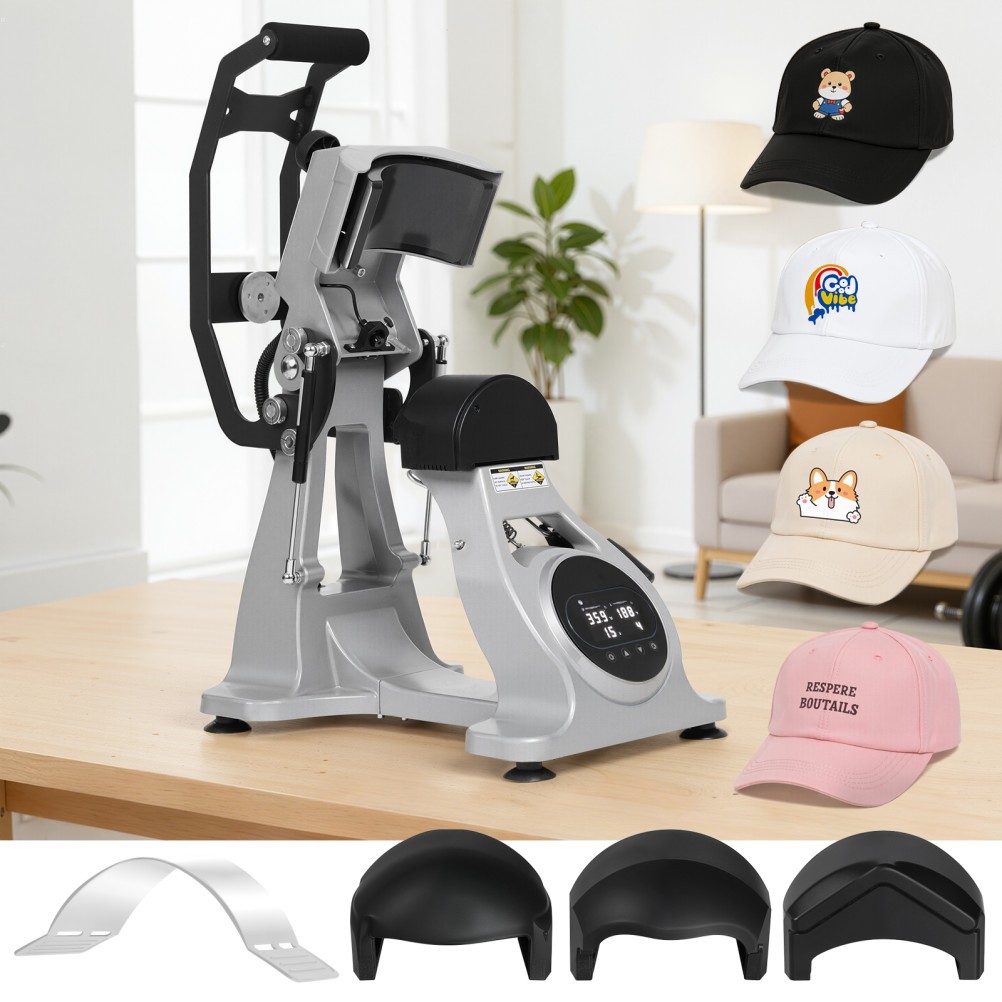 Dual Heater Hat Heat Press Semi-Auto Open Printing Cap Machine w/Laser Alignment