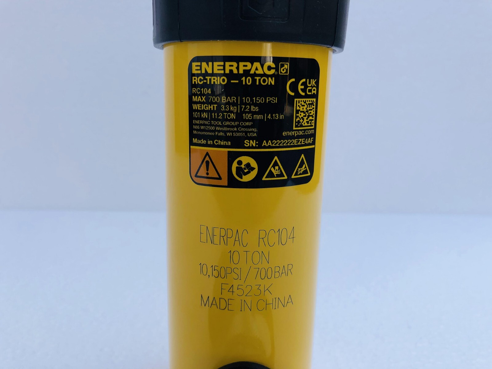 Enerpac RC 104 Trio Hydraulic Cylinder Single Acting 10 Ton Capacity 4″ Stroke