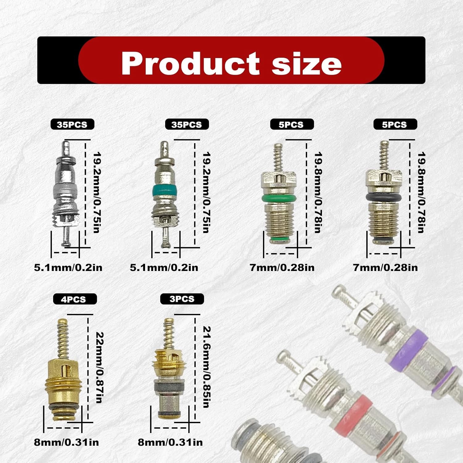 Refrigeration Valve Core Assortment Kit 102 Pieces