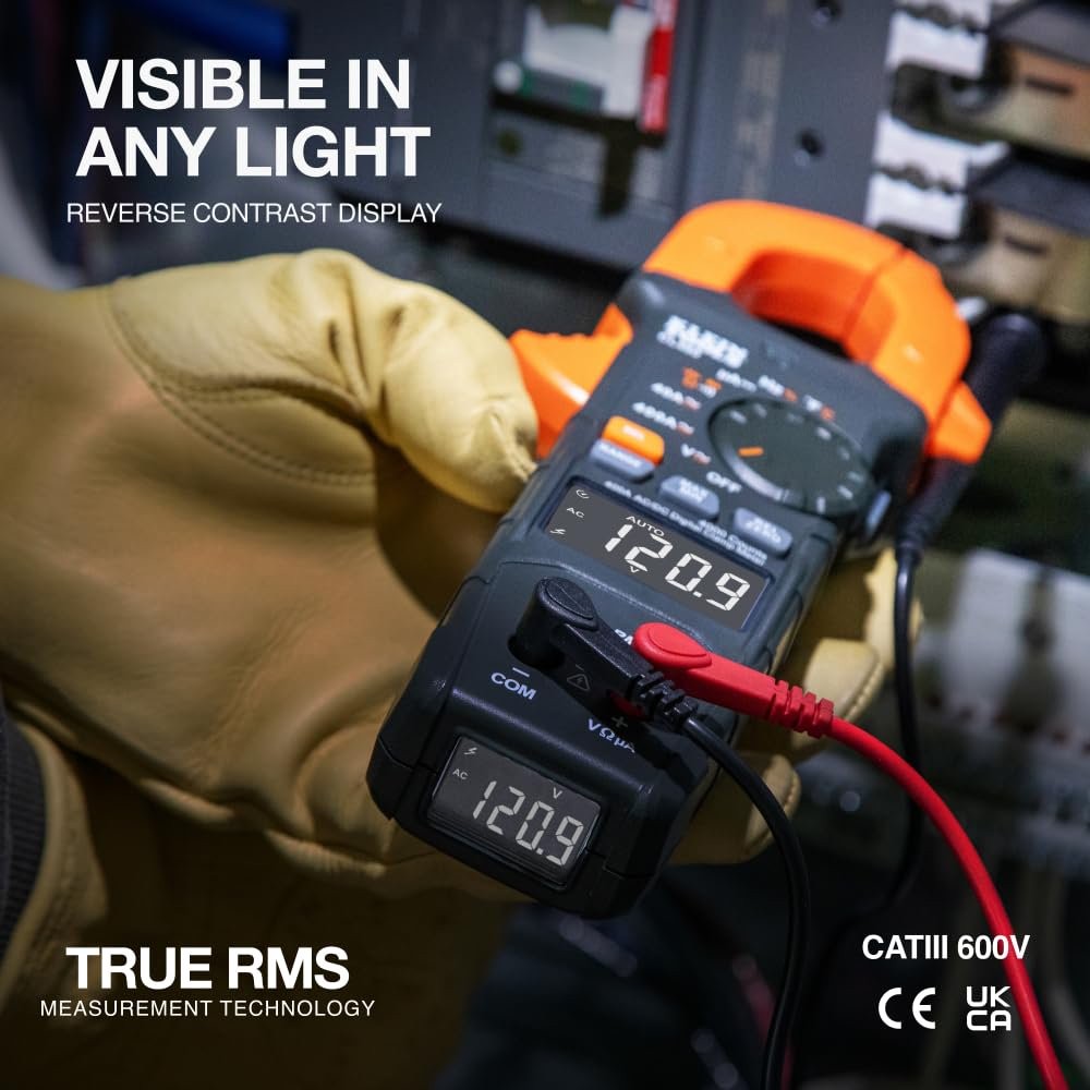 Klein Tools CL490 AC/DC Digital Clamp Meter TRMS Dual Display Auto-Ranging