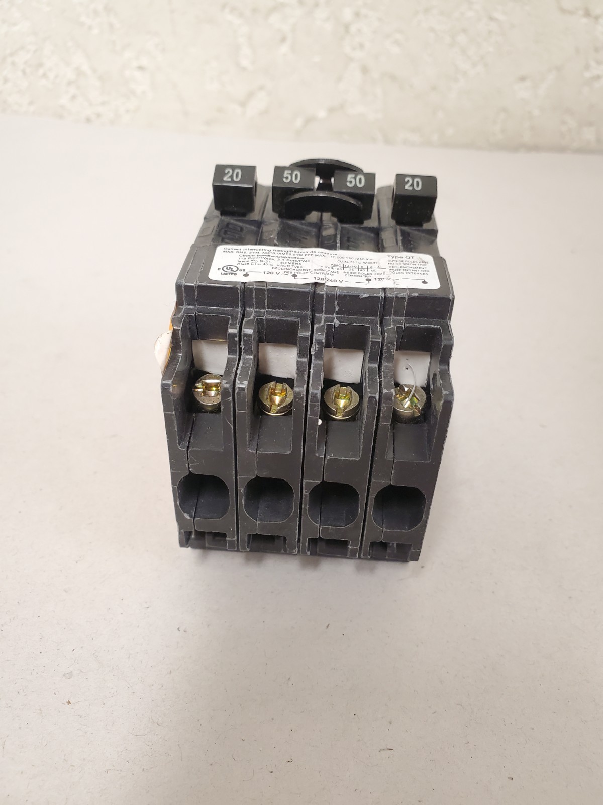 Eaton BR 1-20 Amp 2 Pole & 1-50 Amp 2 Pole BQ Quad Circuit Breaker (BQ220250)
