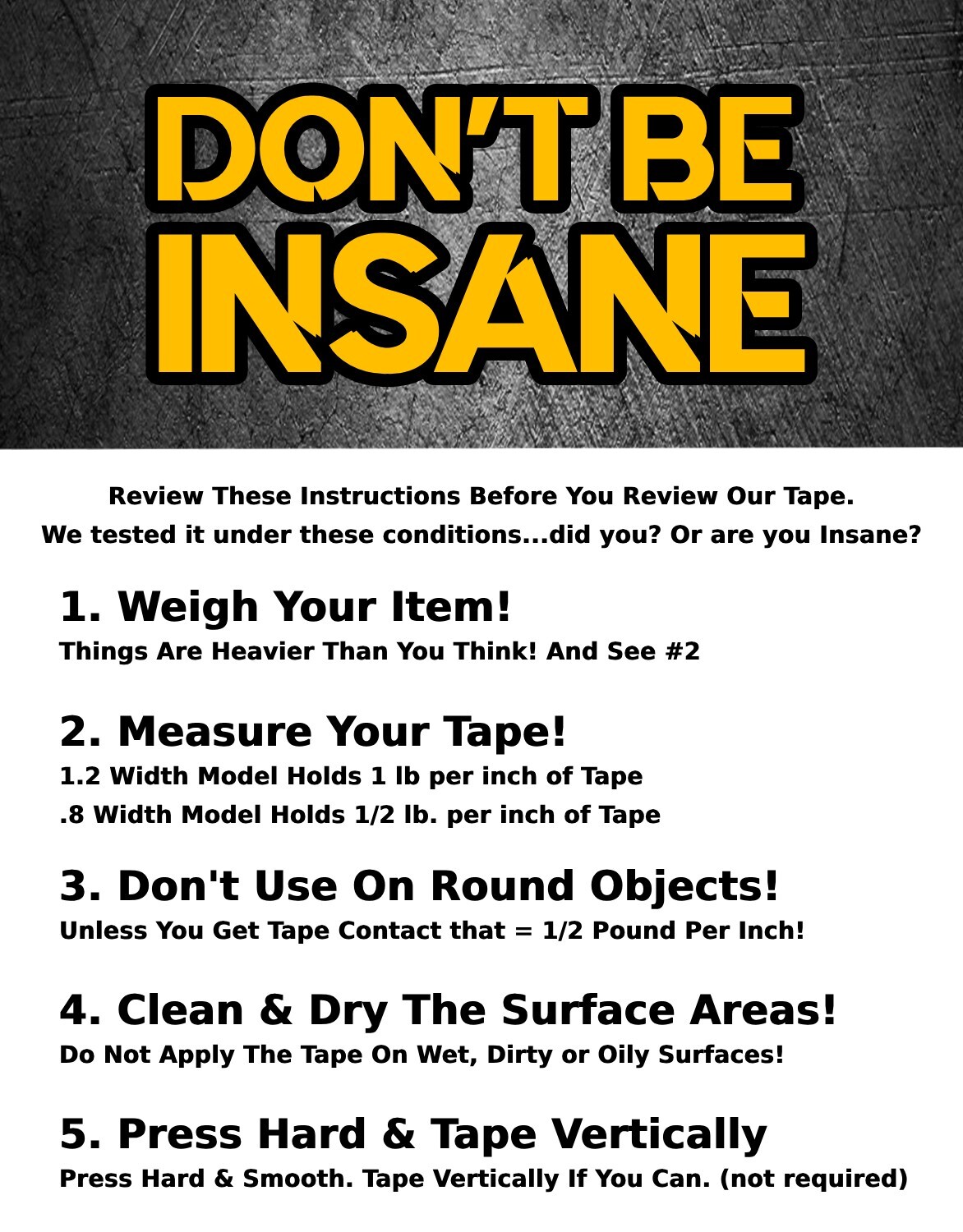 Insanity Clear THIN Heavy Duty Double Sided Indoor/Outdoor Mounting Tape 10ft
