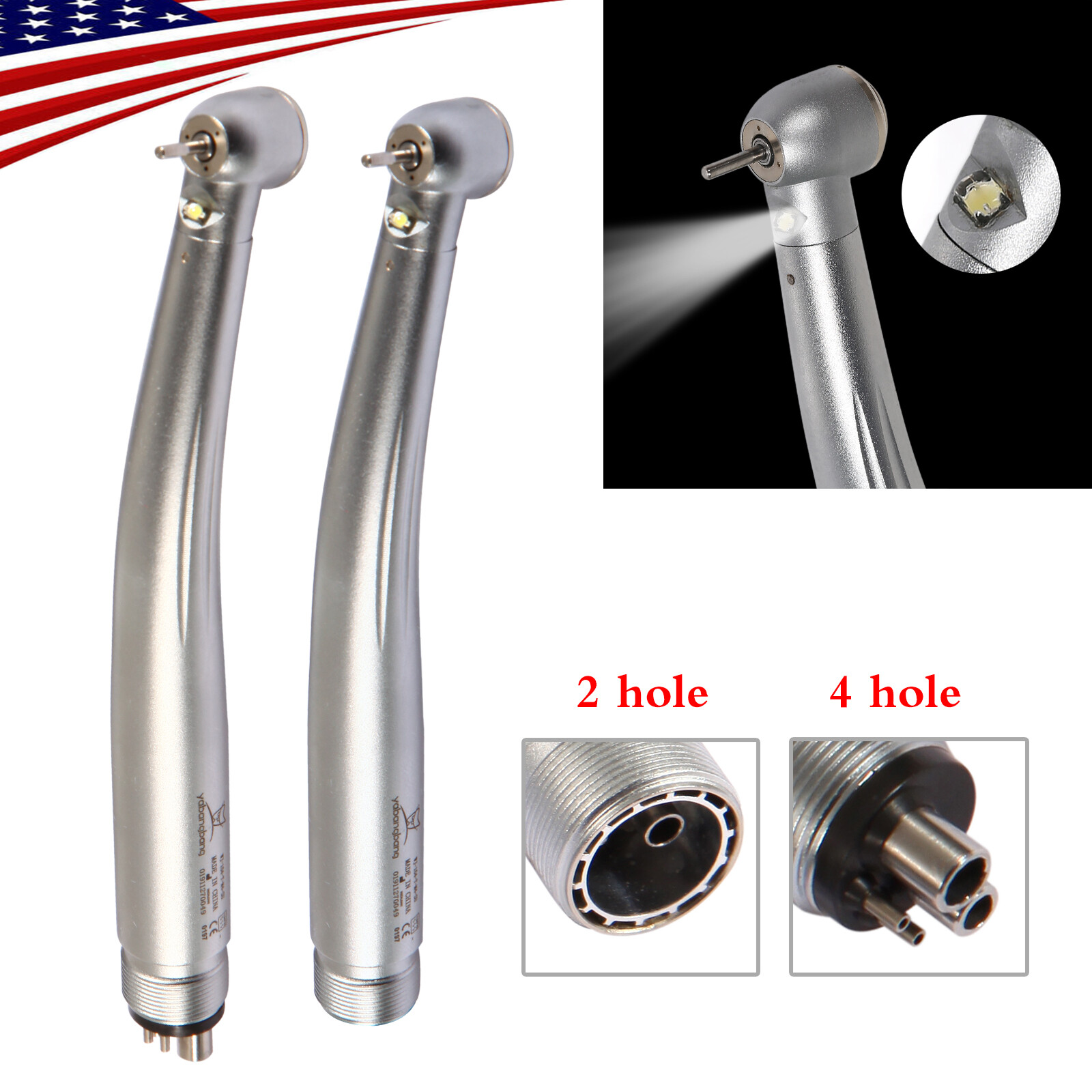 YBM/YBB Dental LED E-generator High Speed Handpiece Push Button Turbine USA