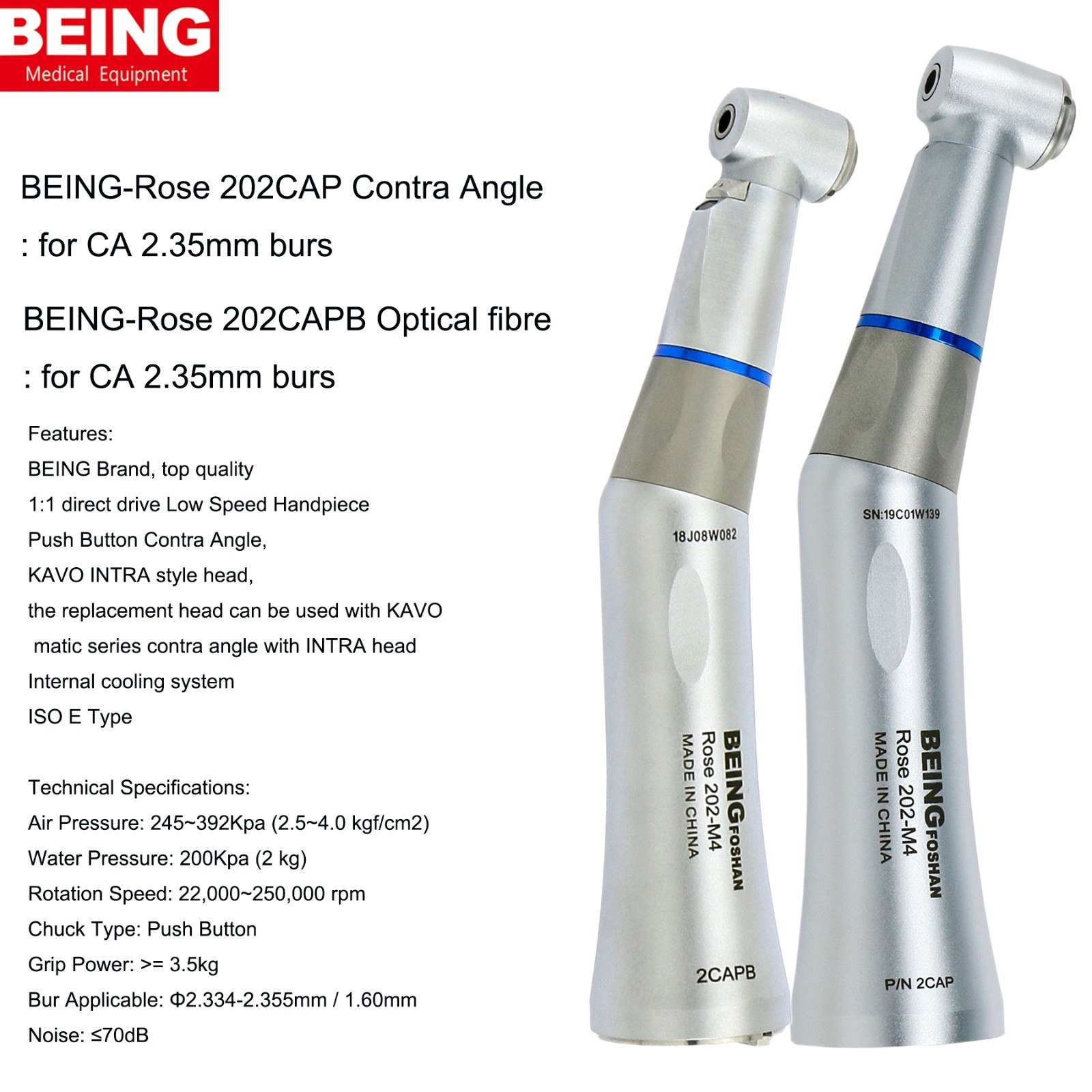 US WAVE Dental Burs Round Latch RA 2.35mm COXO Low Speed Contra Angle Handpiece