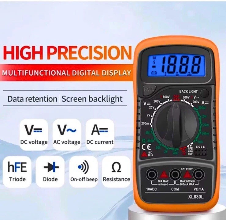 Digital Multimeter AC DC Voltmeter Ammeter Ohmmeter Volt Tester Meter XL830L USA