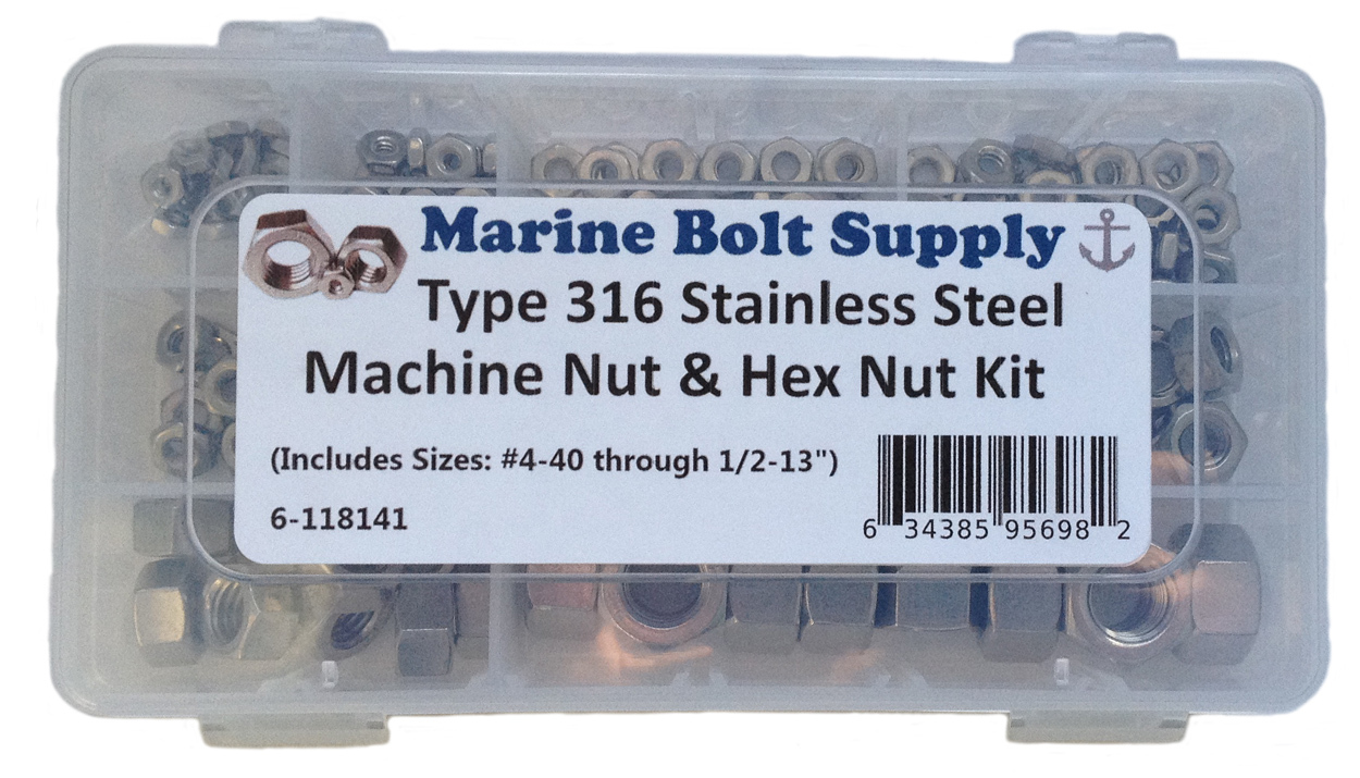 Type 316 Stainless Steel Hex Nut & Machine Hex Nut Assortment Kit