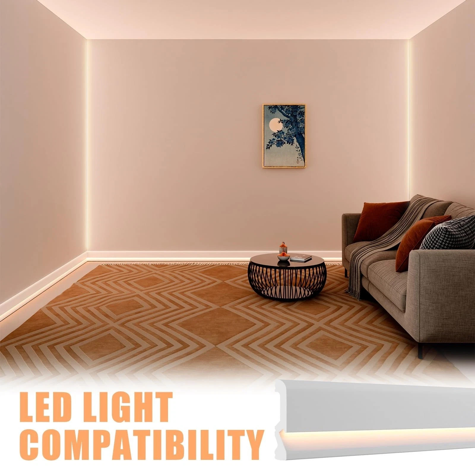 6 Pcs Baseboard Molding with LED Duct 2.6FT/0.8M White Baseboard Molding for …