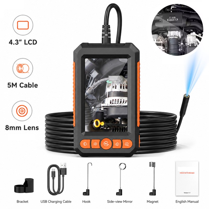 Industrial Endoscope Camera 1080P HD 4.3» Screen Borescope Inspection Camera