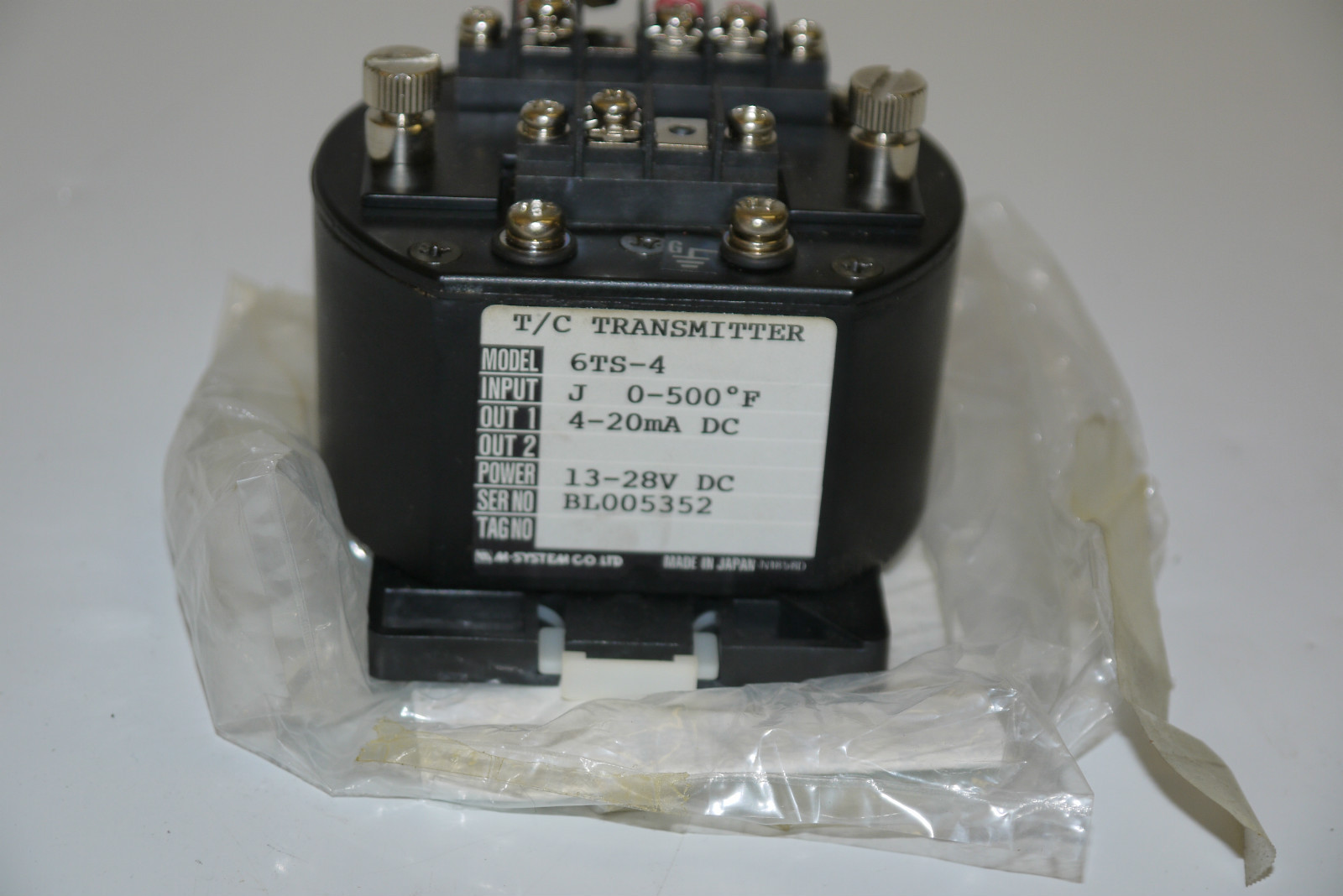 M-SYSTEM T/C TRANSMITTER 6TS-4 13-28 VDC 4-20MA J 0-500 DEGREES F